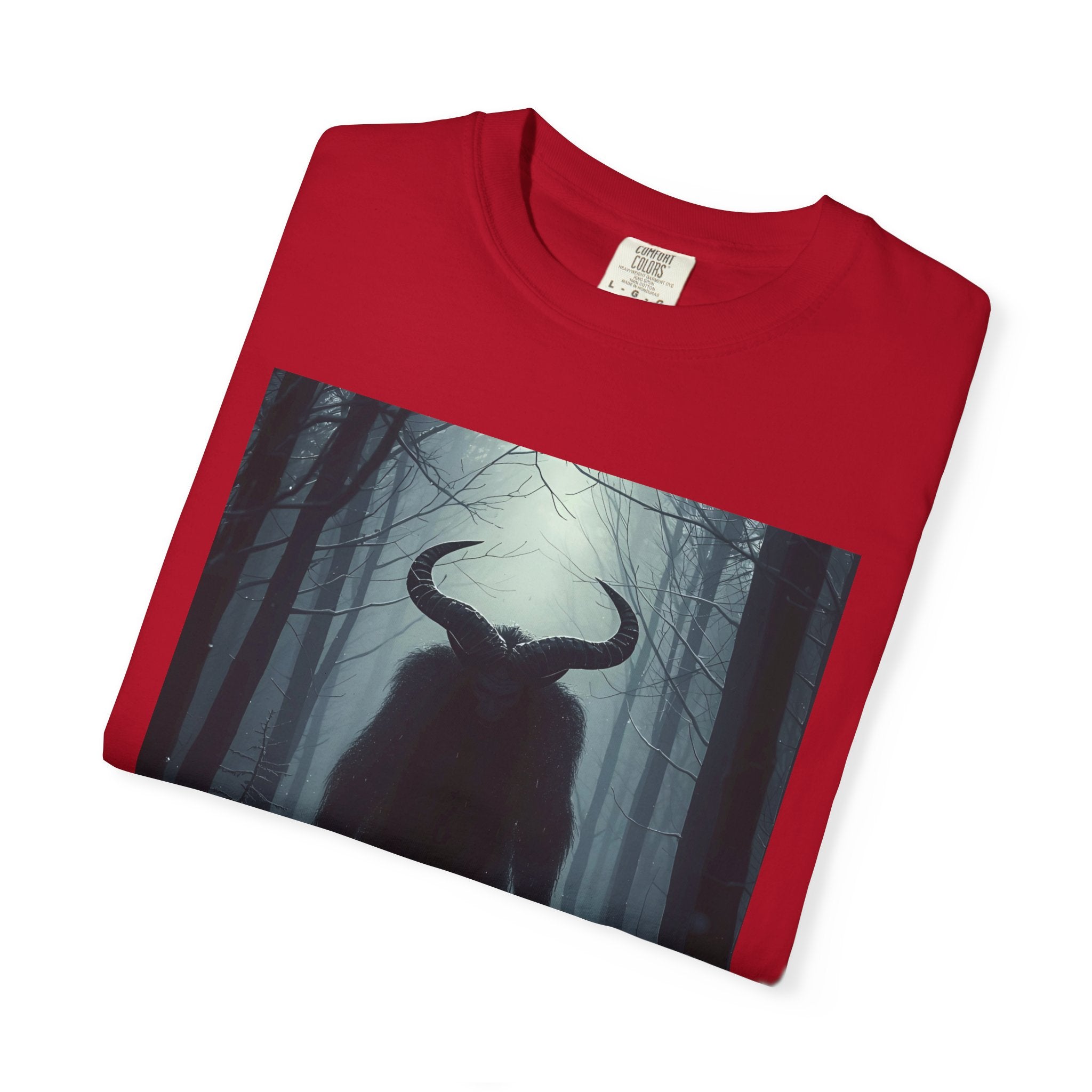 Spooky Mysterious Forest Creature Unisex Garment-Dyed T-Shirt | Unisex Tee, Graphic T-Shirt, Vintage Style, Nature Lover Gift, Unique Artwear