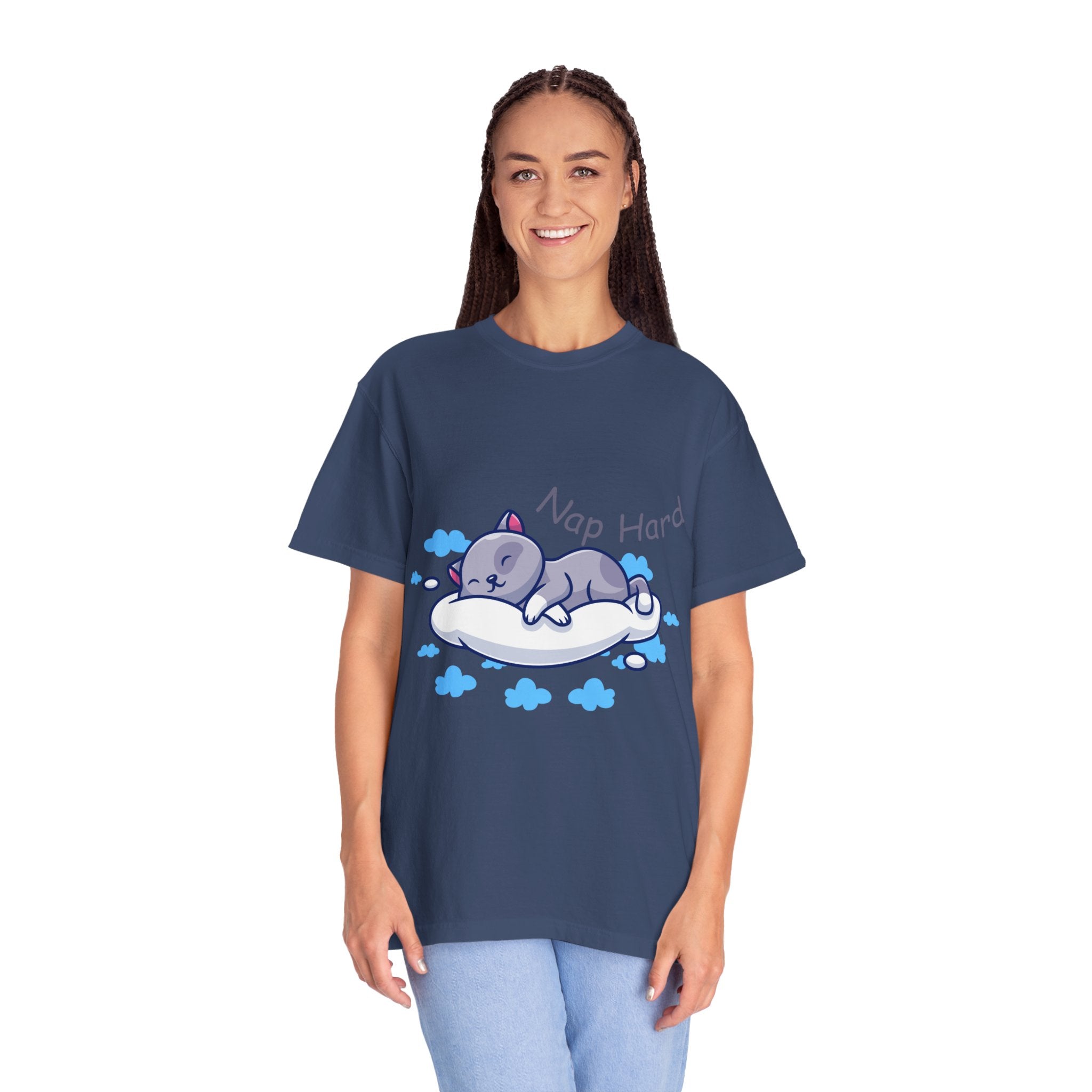 Cat Nap Graphic T-shirt, Cute Cat Tee, Relaxed Fit Apparel, Gift for Cat Lovers, Cozy Lounge Wear, Funny Pet Humor Top