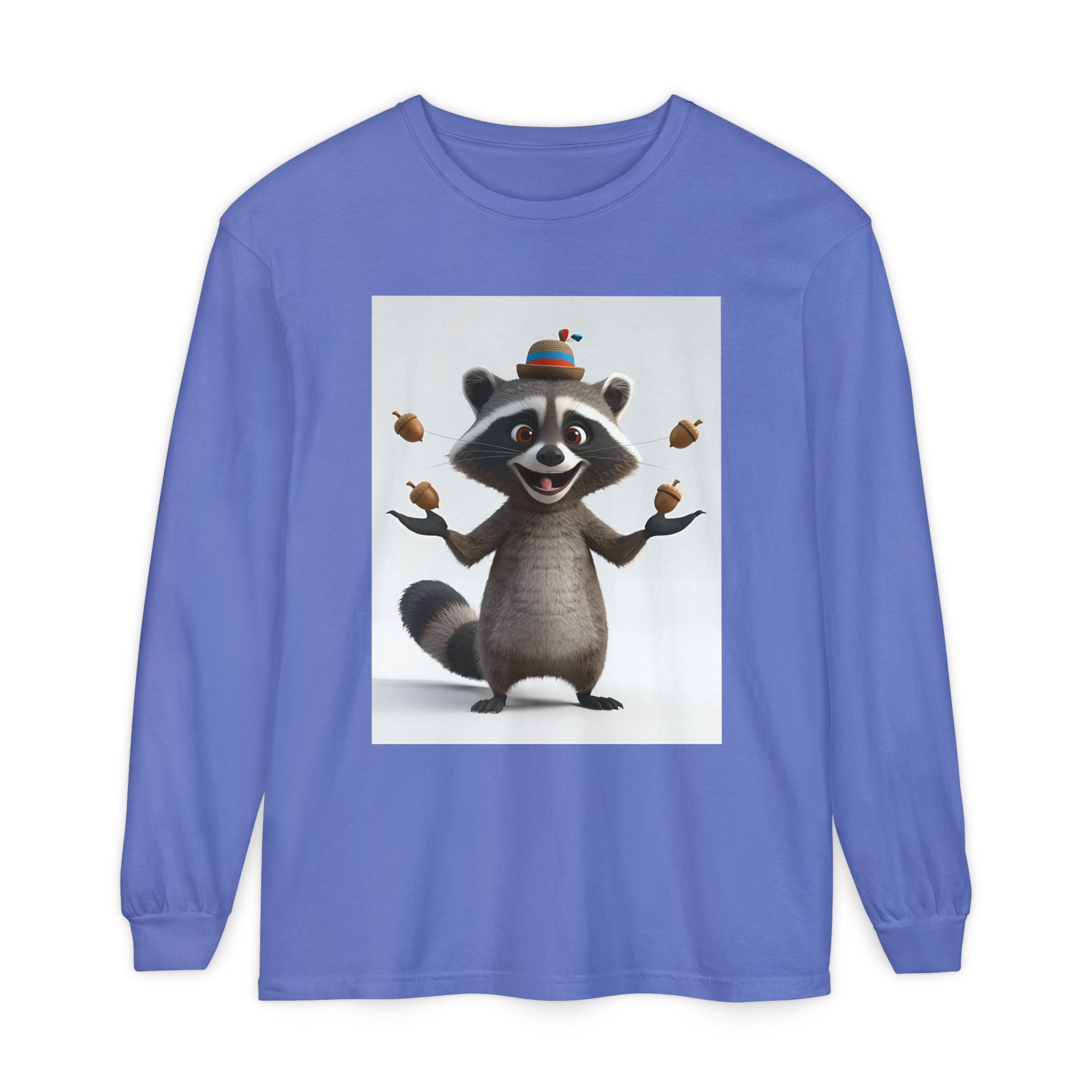Raccoon Unisex Garment-dyed Long Sleeve T-Shirt
