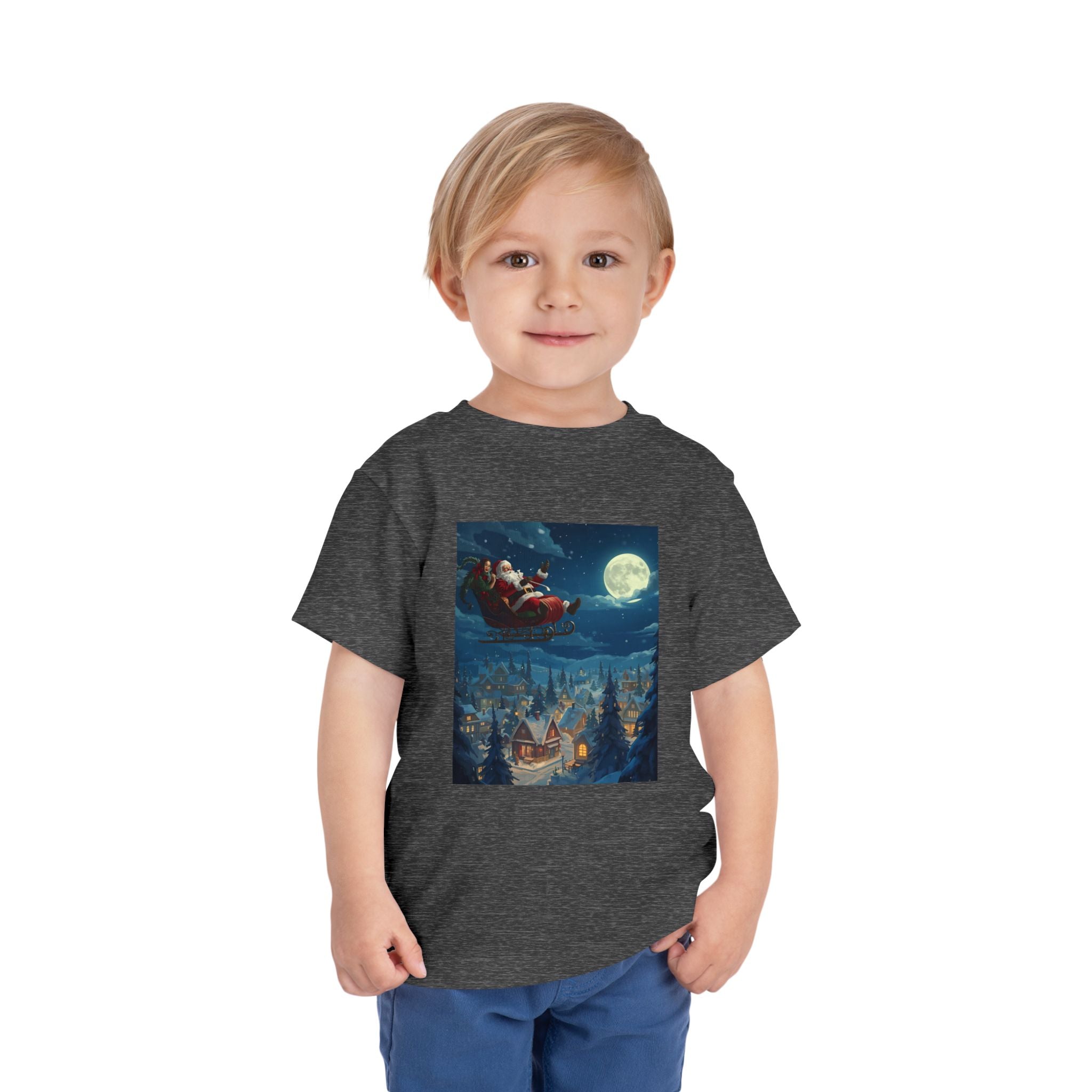 Christmas Santa Sleigh Toddler Short Sleeve Tee