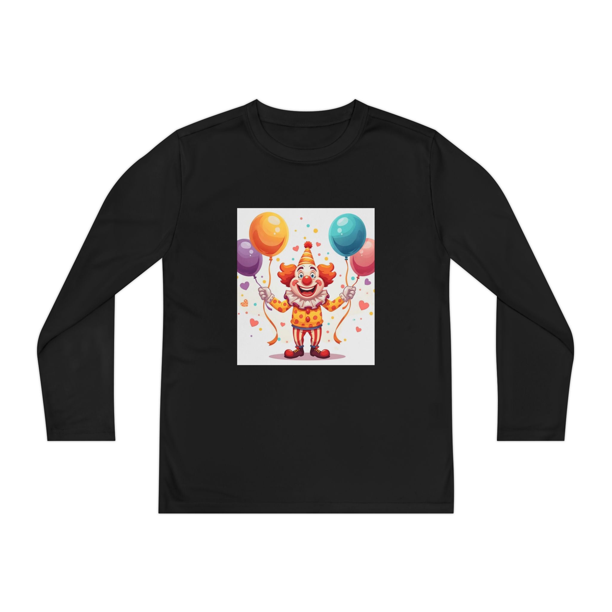 Birthday Clown With Balloons Youth Long Sleeve Competitor Tee
