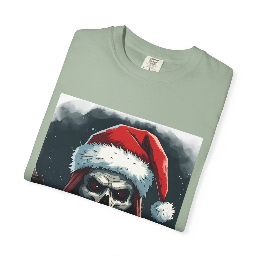 Spooky Santa Skull Graphic T-Shirt - Unisex Holiday Apparel, Christmas Gift, Casual Wear, Graphic Tee, Halloween Shirt