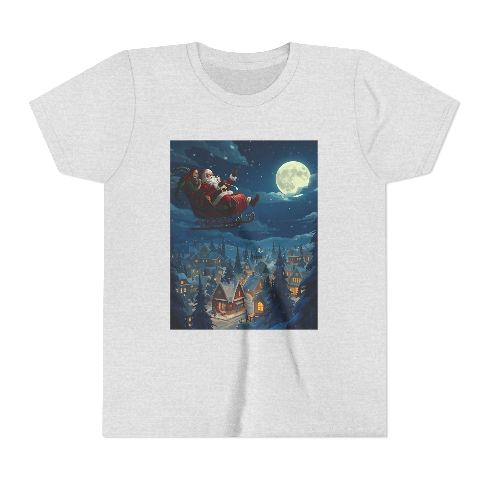 Christmas Santa Sleigh Youth Short Sleeve Tee