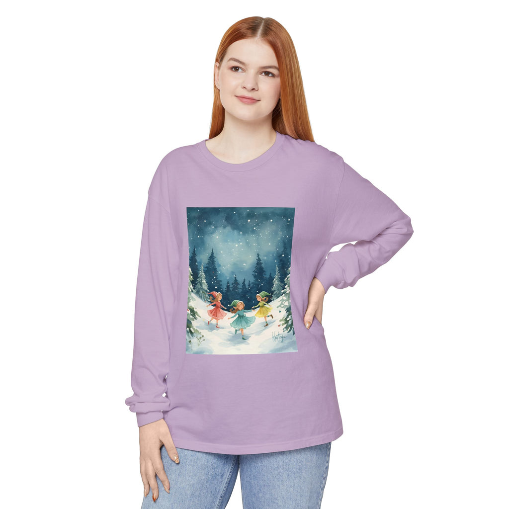 Winter Wonderland Long Sleeve T-Shirt, Cozy Graphic Tee, Perfect for Holidays, Gift for Her, Winter Apparel, Seasonal Fashion