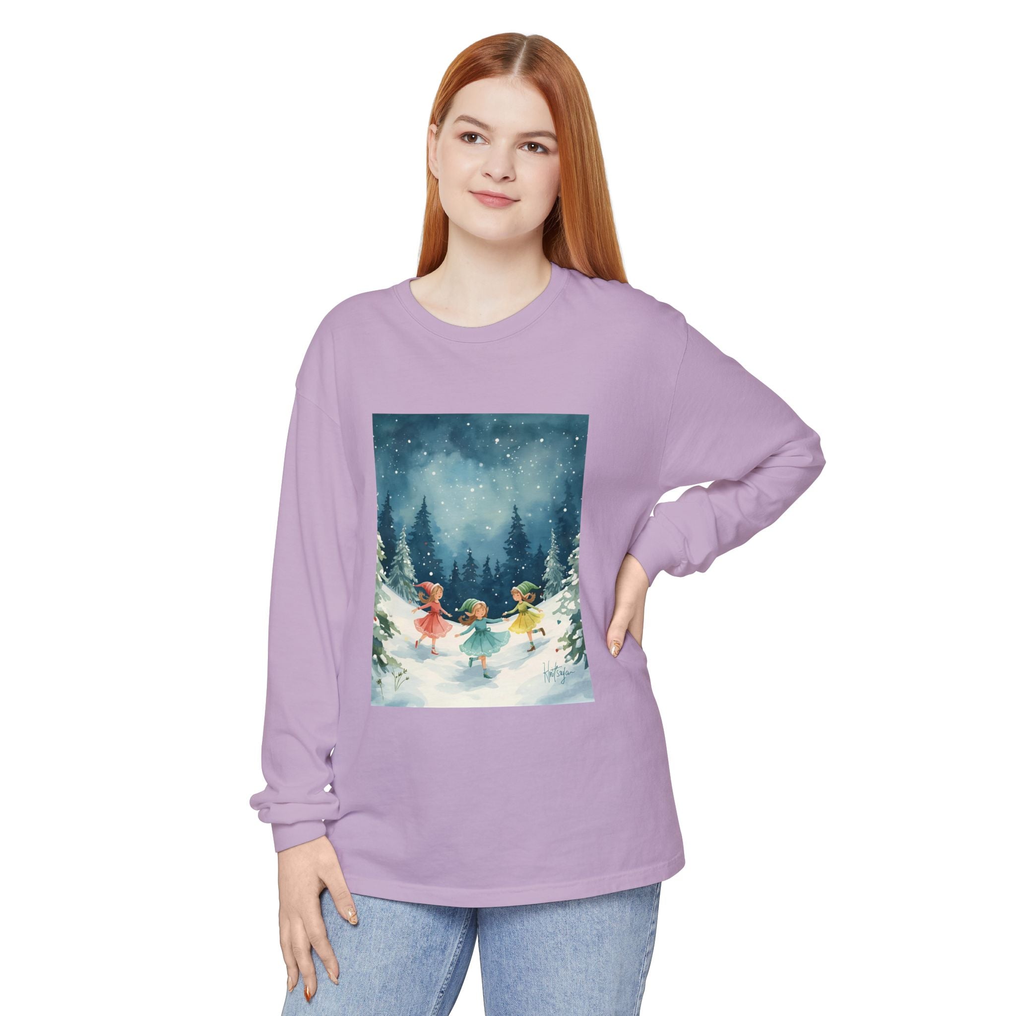 Winter Wonderland Long Sleeve T-Shirt, Cozy Graphic Tee, Perfect for Holidays, Gift for Her, Winter Apparel, Seasonal Fashion