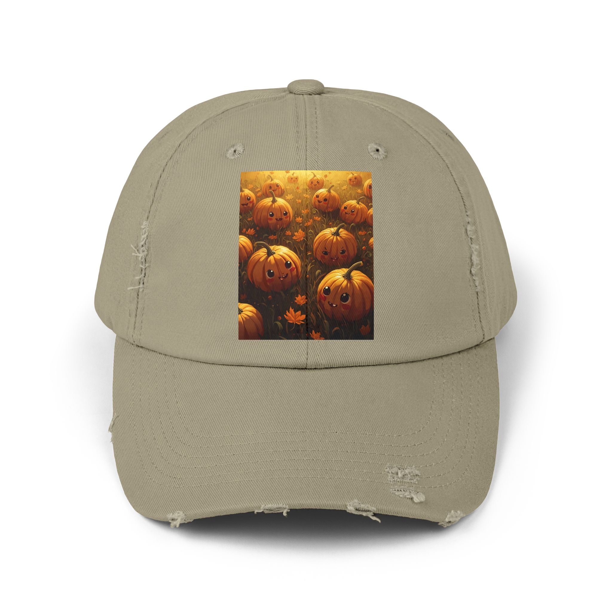 Unisex Distressed Pumpkin Cap, Vintage Halloween Hat, Fall Fashion Accessory, Casual Everyday Wear, Gift for Pumpkin Lovers