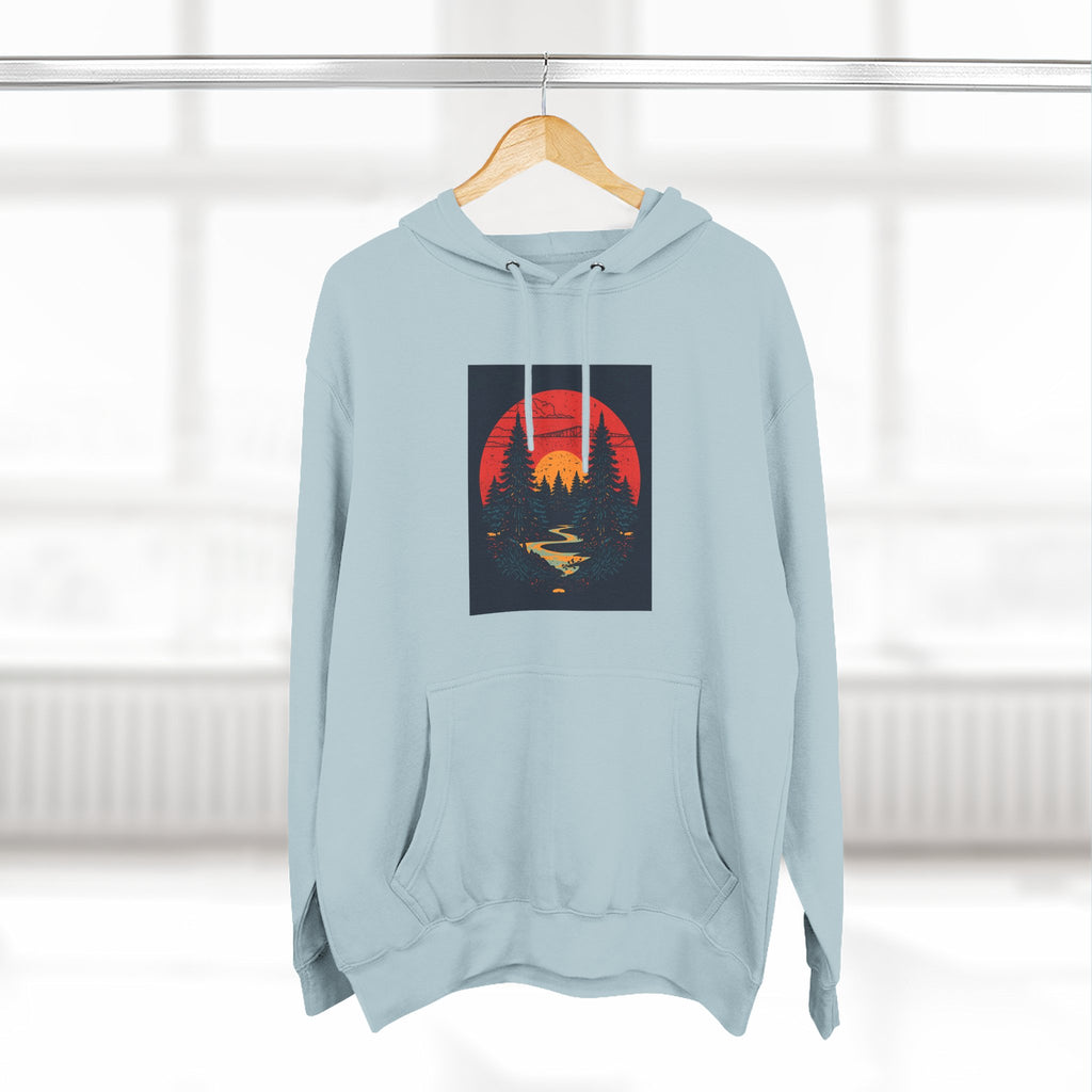 Cozy Nature Sunset Hoodie, Graphic Fleece Sweatshirt, Outdoor Apparel, Fall Fashion, Gift for Nature Lovers, Winter Wear