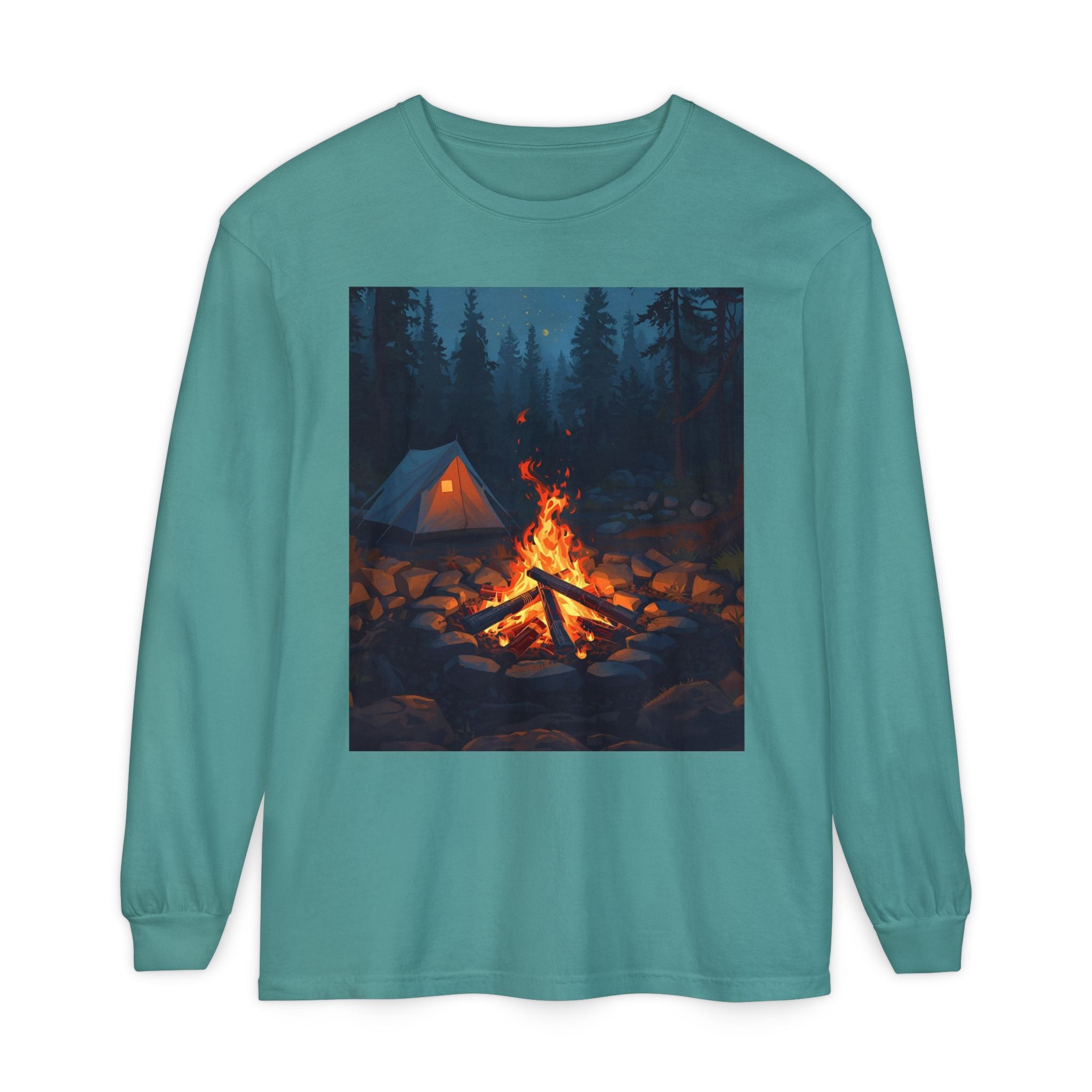 Camping Vibes Long Sleeve T-Shirt | Outdoor Adventure Shirt, Cozy Gift for Campers, Bonfire, Nature Lovers, Unisex Tee