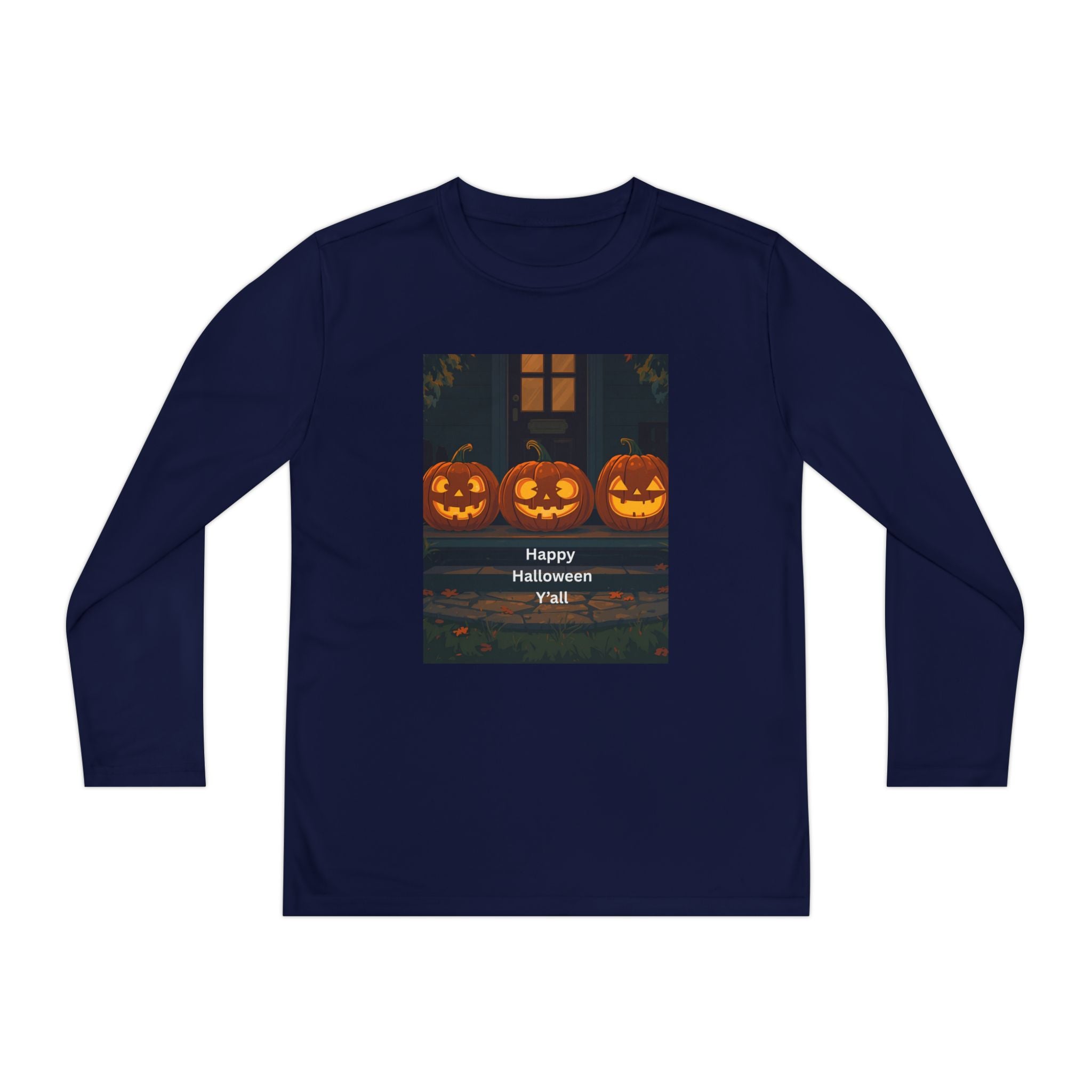 Halloween Pumpkin Youth Long Sleeve Competitor Tee