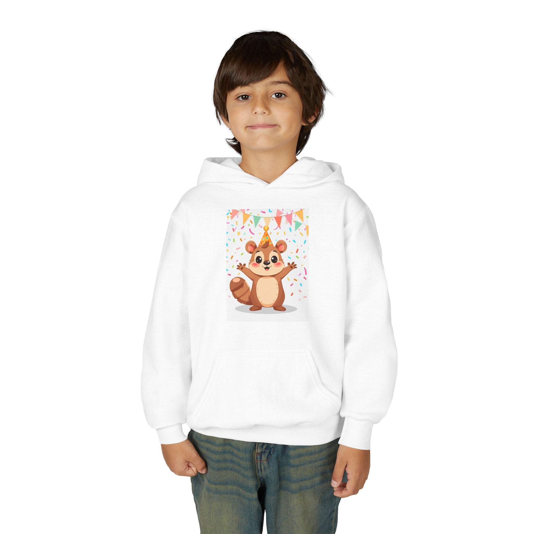 Party Animal With Squirl Youth Heavy Blend Hooded Sweatshirt