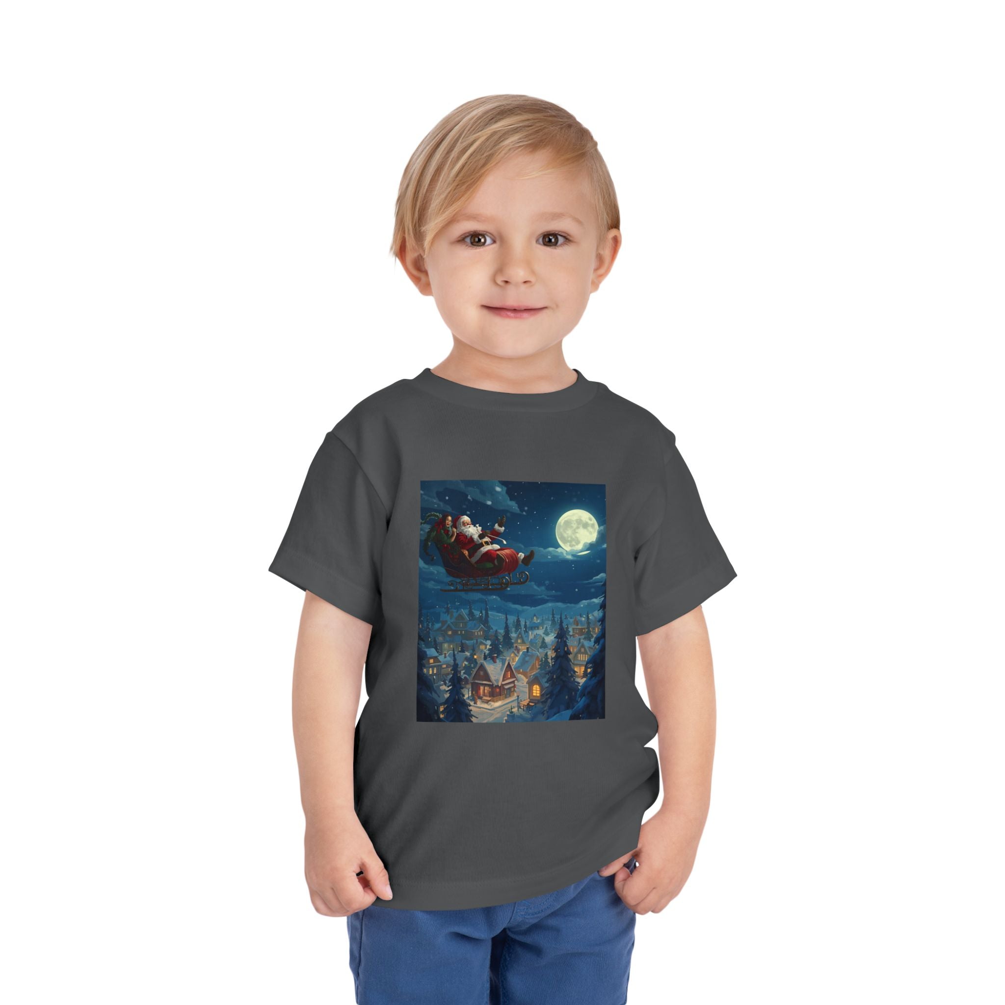 Christmas Santa Sleigh Toddler Short Sleeve Tee