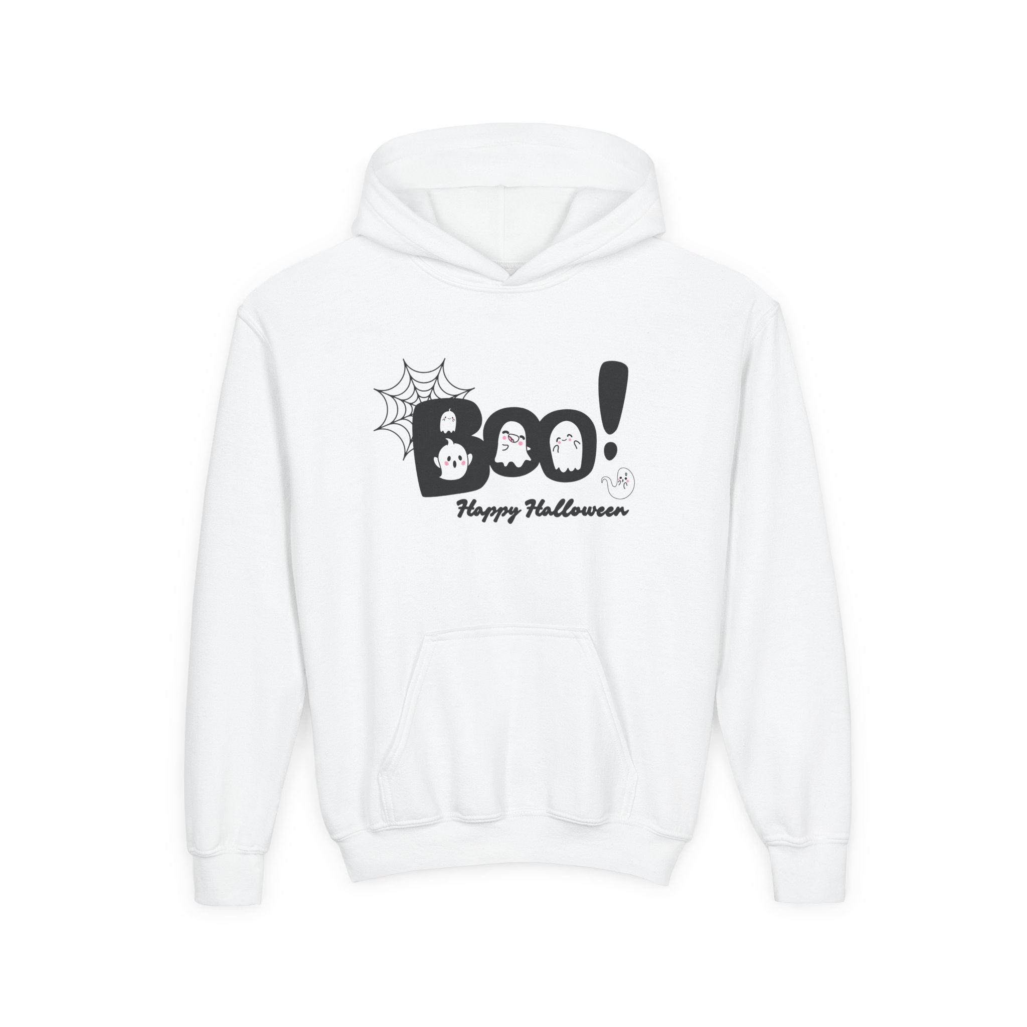 Halloween Boo! Youth Hoodie, Kids Sweatshirt, Fall Apparel, Spooky Costume, Trick or Treat Gift, October Celebration