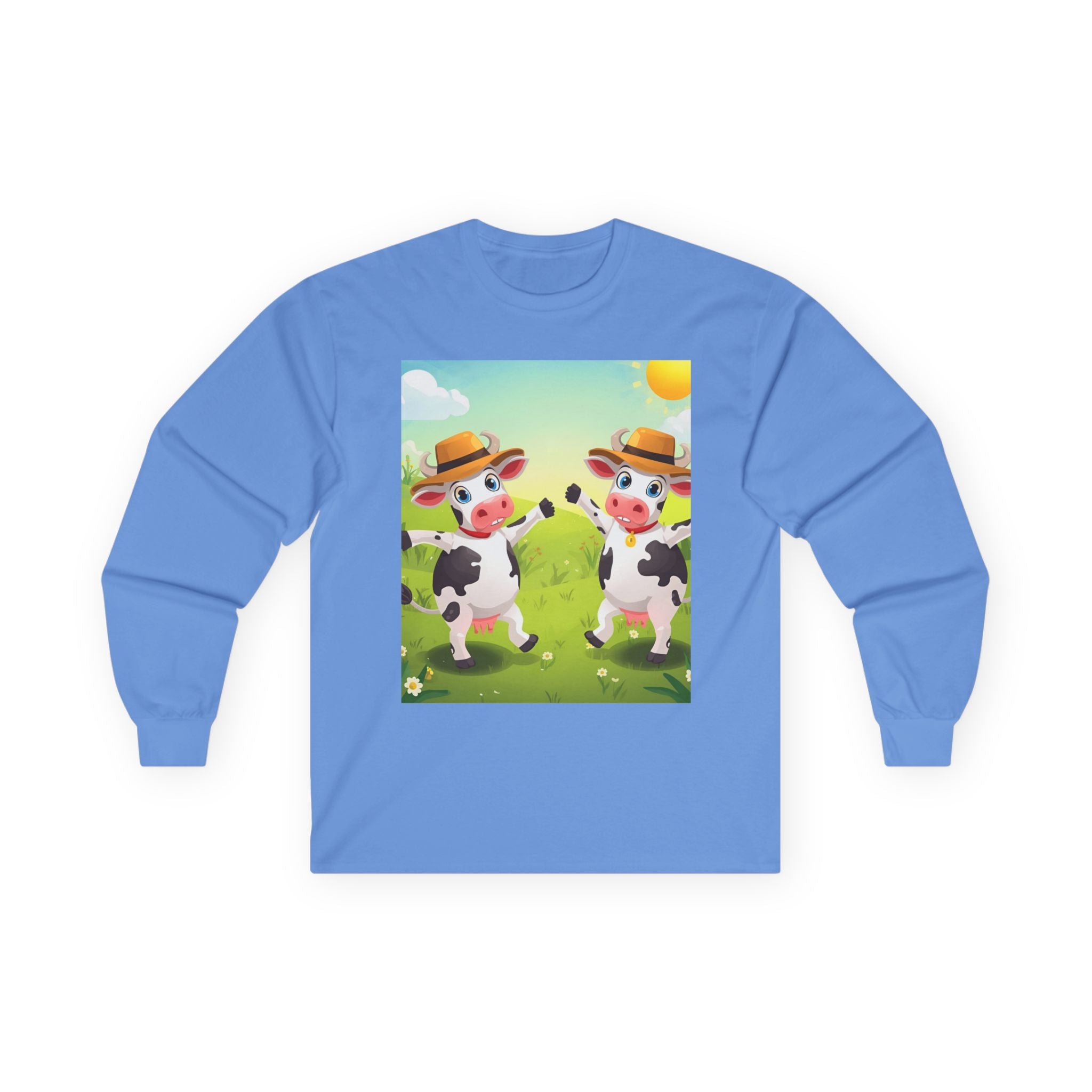 Cute Cow Graphic Long Sleeve Tee, Animal Farm Shirt, Unisex Cotton Tee, Summer Vibes Top, Gifts for Animal Lovers