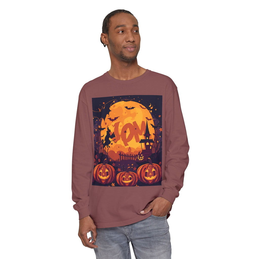 Halloween Pumpkin Long Sleeve T-Shirt, Unisex Spooky Shirt, Fall Apparel, Halloween Costume, Cozy Autumn Top, Halloween Party Wear