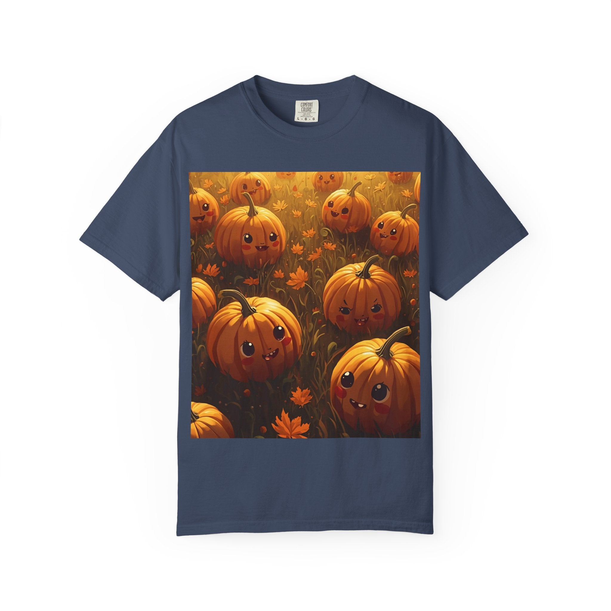 Cute Pumpkin Graphic T-Shirt, Fall Fashion, Halloween Tee, Autumn Wear, Unisex Garment-Dyed Shirt, Seasonal Gift