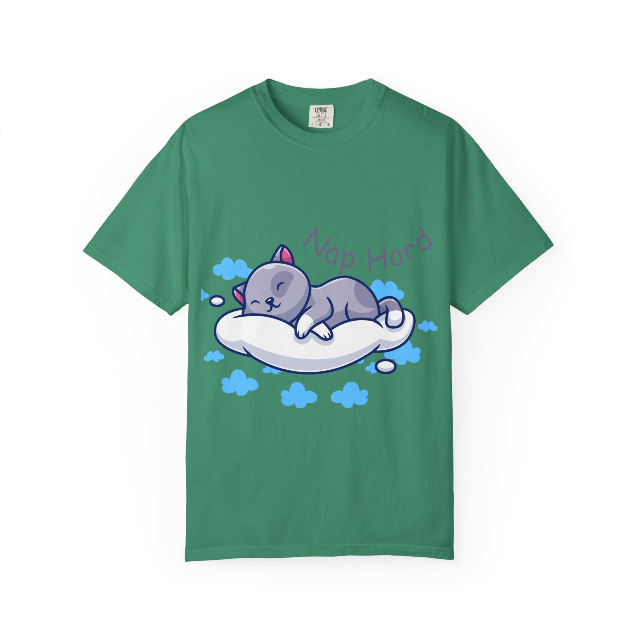 Cozy Cat Nap Hard Unisex Garment-Dyed T-shirt, Cat Lover Gift, Cozy Casual Tee, Funny Nap Shirt, Perfect for Pet Owners, Lightweight Summer Top