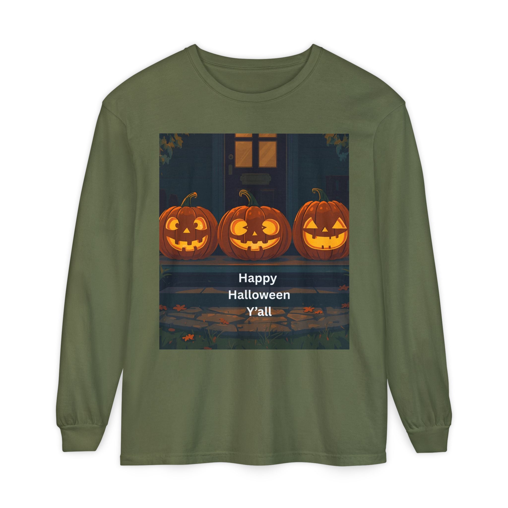 Halloween Pumpkin Long Sleeve T-Shirt, Fall Apparel, Comfortable Shirt, Unisex Halloween Tee, Seasonal Gift, Spooky Vibes