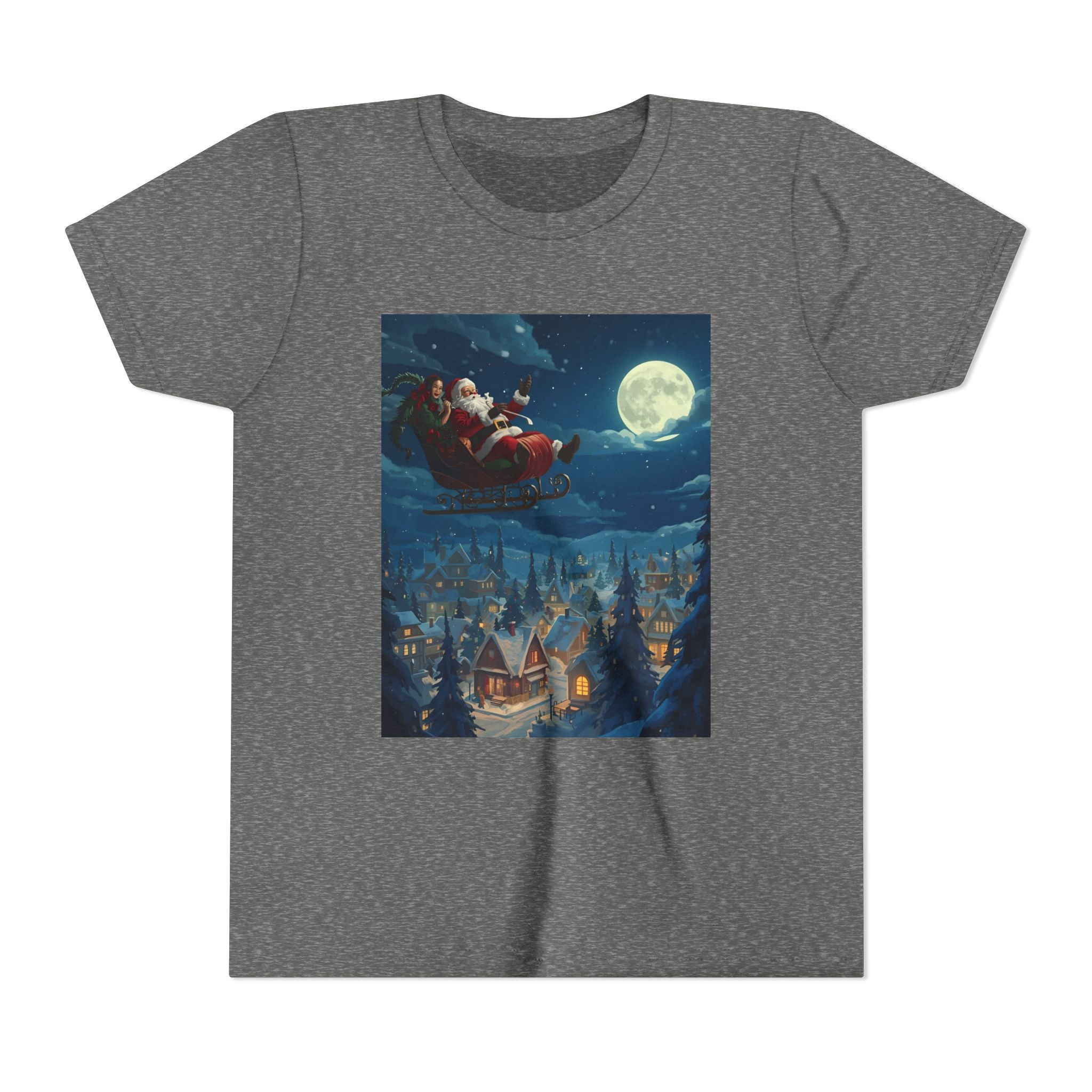 Christmas Santa Sleigh Youth Short Sleeve Tee