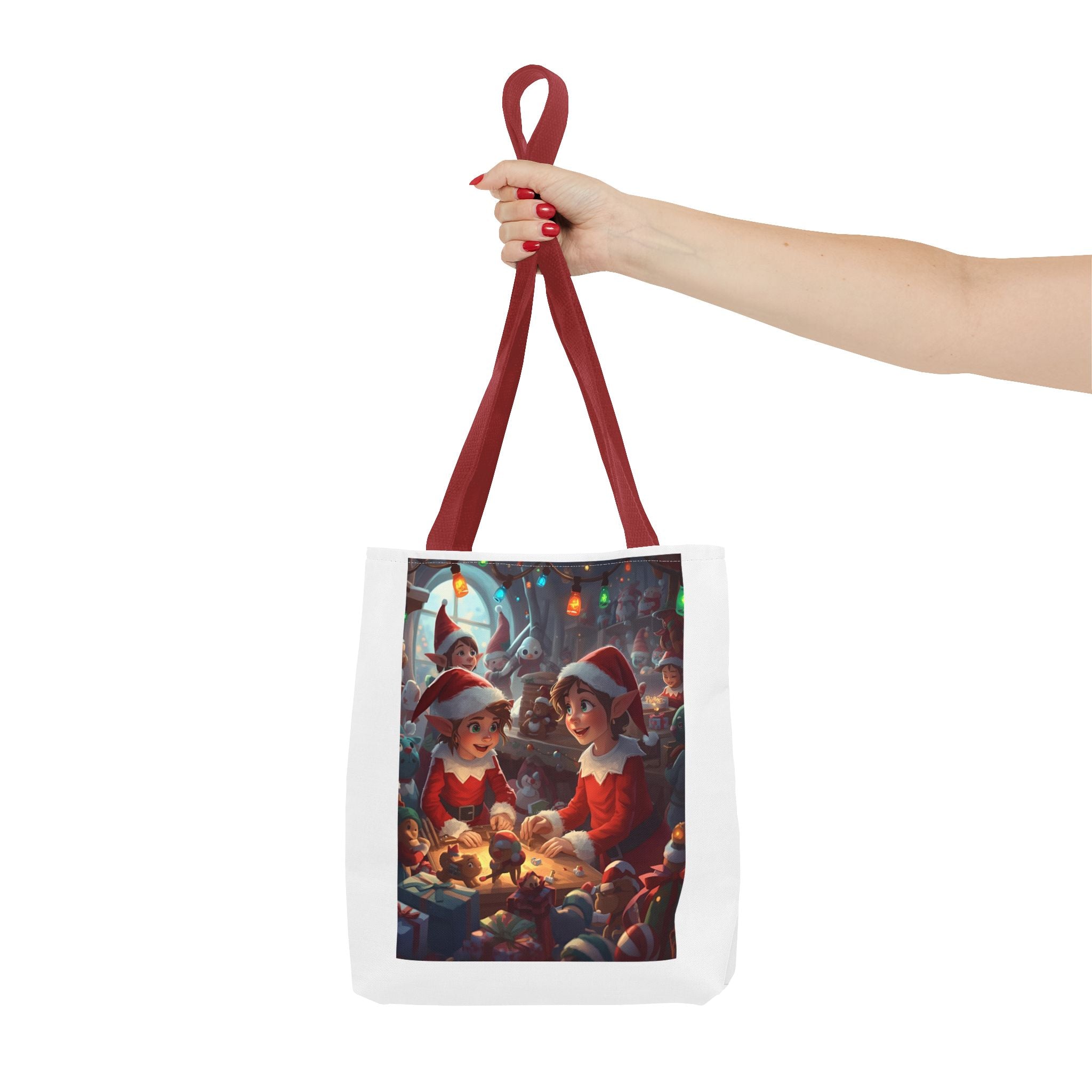 Whimsical Christmas Tote Bag, Holiday Gift Bag, Festive Eco-Friendly Bag, Elf Design, Reusable Shopper, Cute Holiday Decor