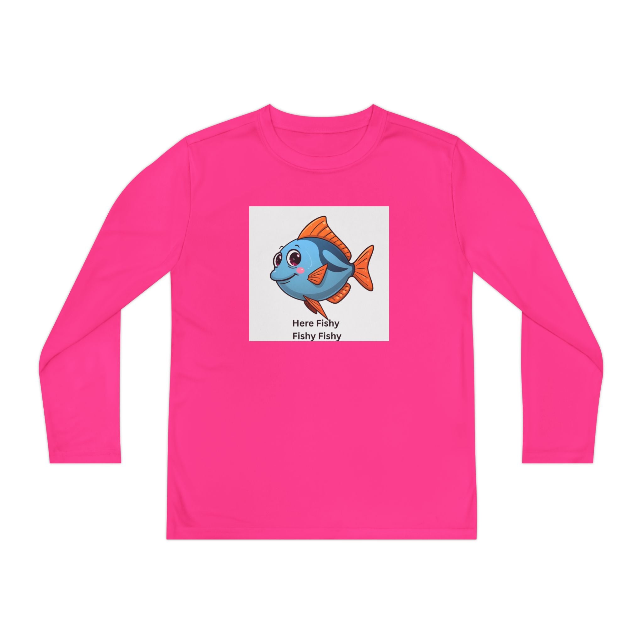Here Fishy Fishy Fishy Youth Long Sleeve Competitor Tee