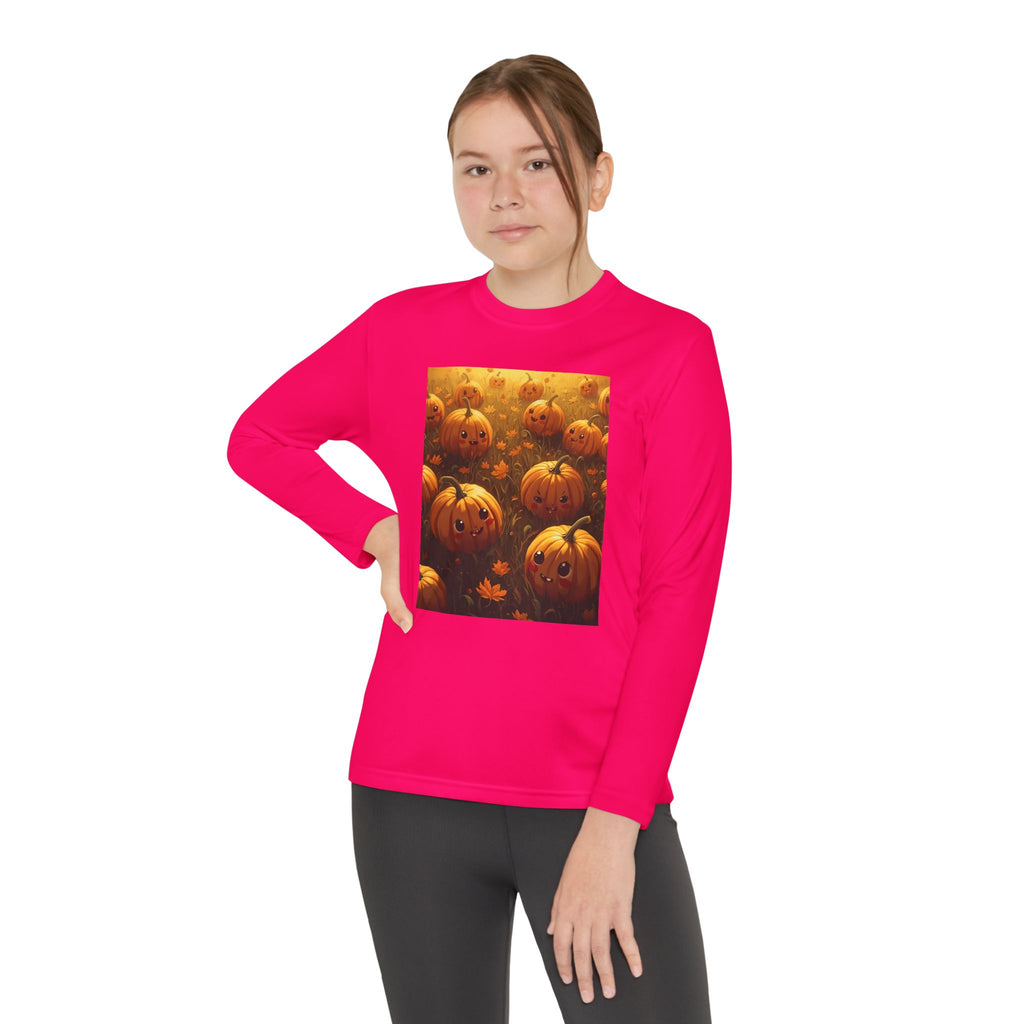 Happy Halloween Pumpkin Youth Long Sleeve Competitor Tee