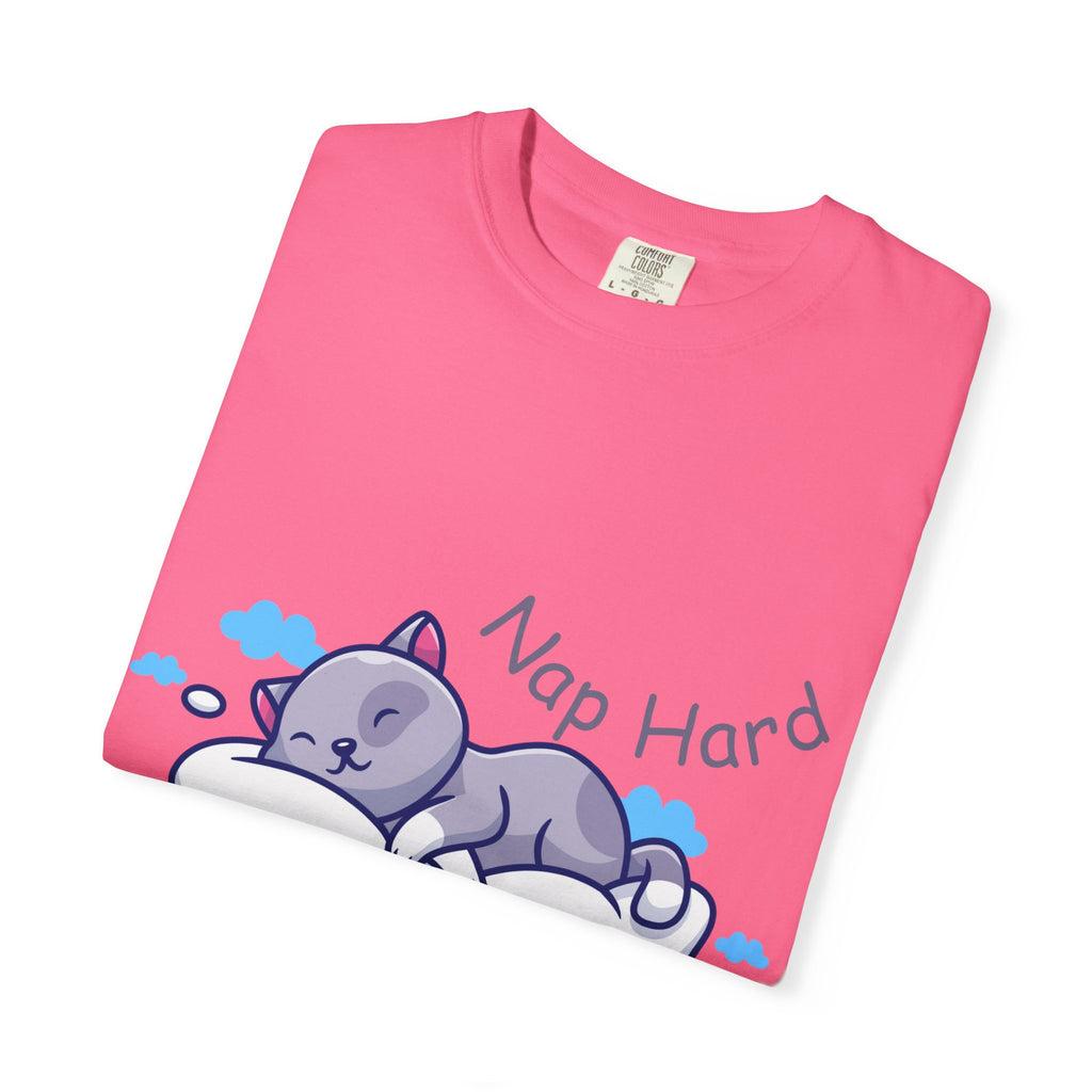 Cat Nap Graphic T-shirt, Cute Cat Tee, Relaxed Fit Apparel, Gift for Cat Lovers, Cozy Lounge Wear, Funny Pet Humor Top