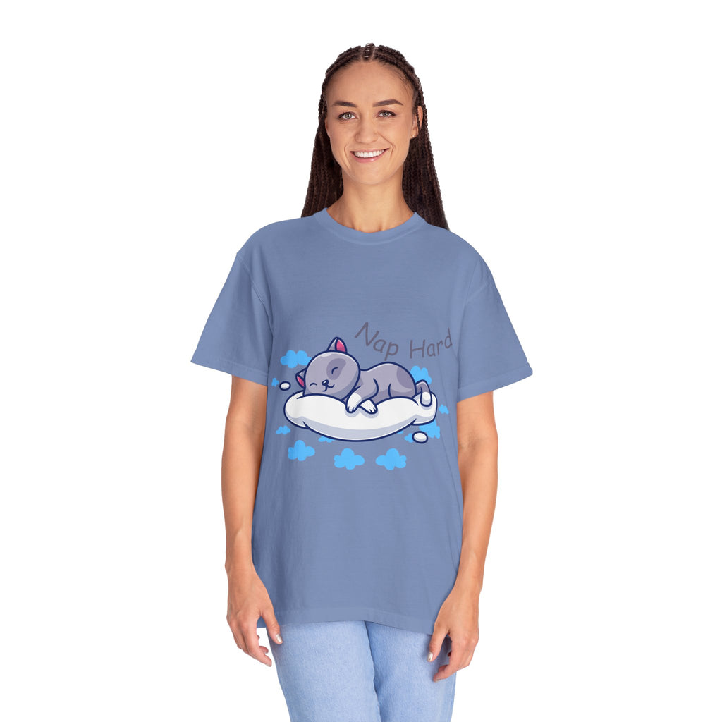 Cat Nap Graphic T-shirt, Cute Cat Tee, Relaxed Fit Apparel, Gift for Cat Lovers, Cozy Lounge Wear, Funny Pet Humor Top