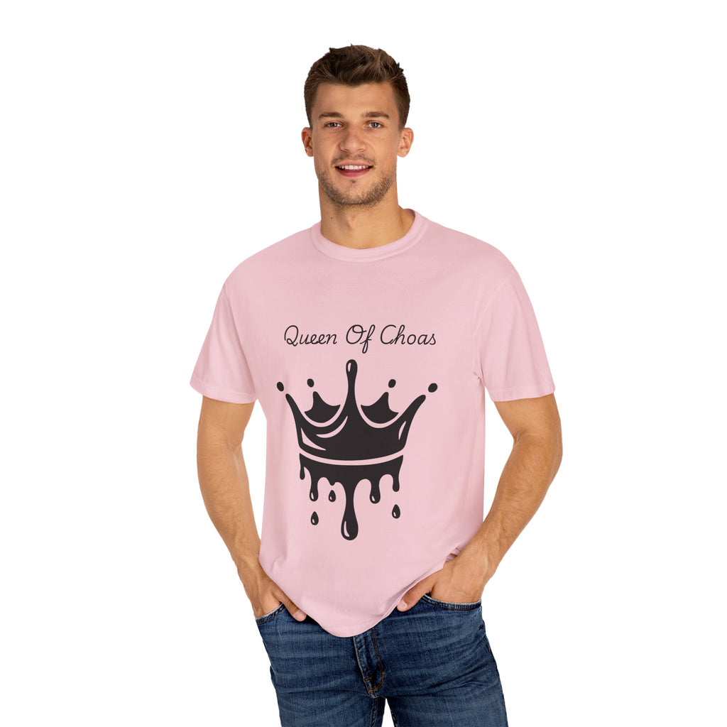 Queen of Chaos T-Shirt, Unisex Garment-Dyed Tee, Fun Casual Wear, Unique Gift Idea, Perfect for Celebrations