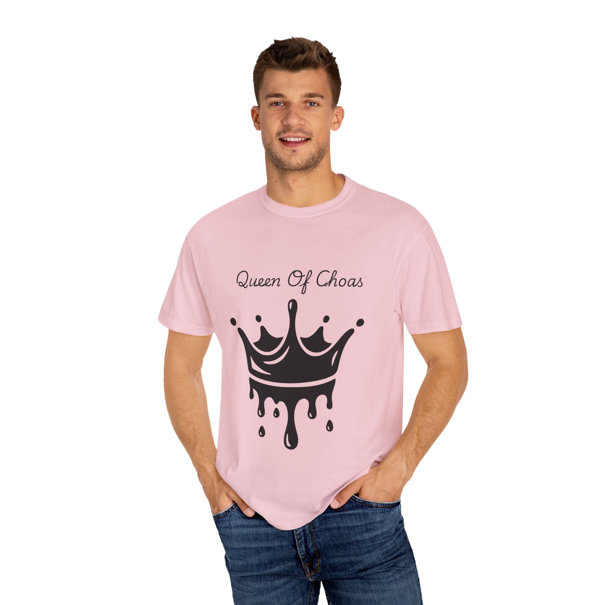 Queen of Chaos T-Shirt, Unisex Garment-Dyed Tee, Fun Casual Wear, Unique Gift Idea, Perfect for Celebrations