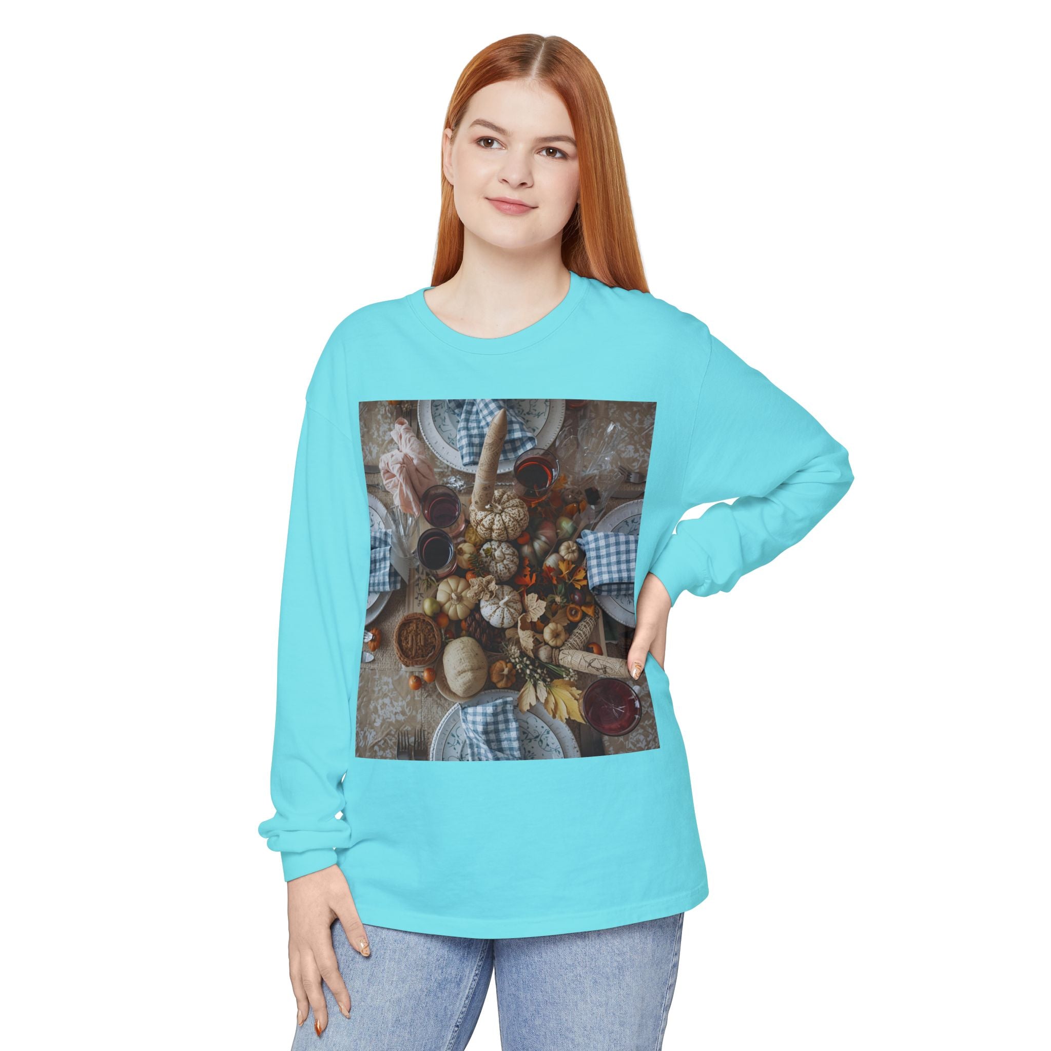 Rustic Gatherings Festive Long Sleeve T-Shirt for Gatherings, Casual Wear, Thanksgiving Shirt, Cozy Gift, Holiday Celebration Tee