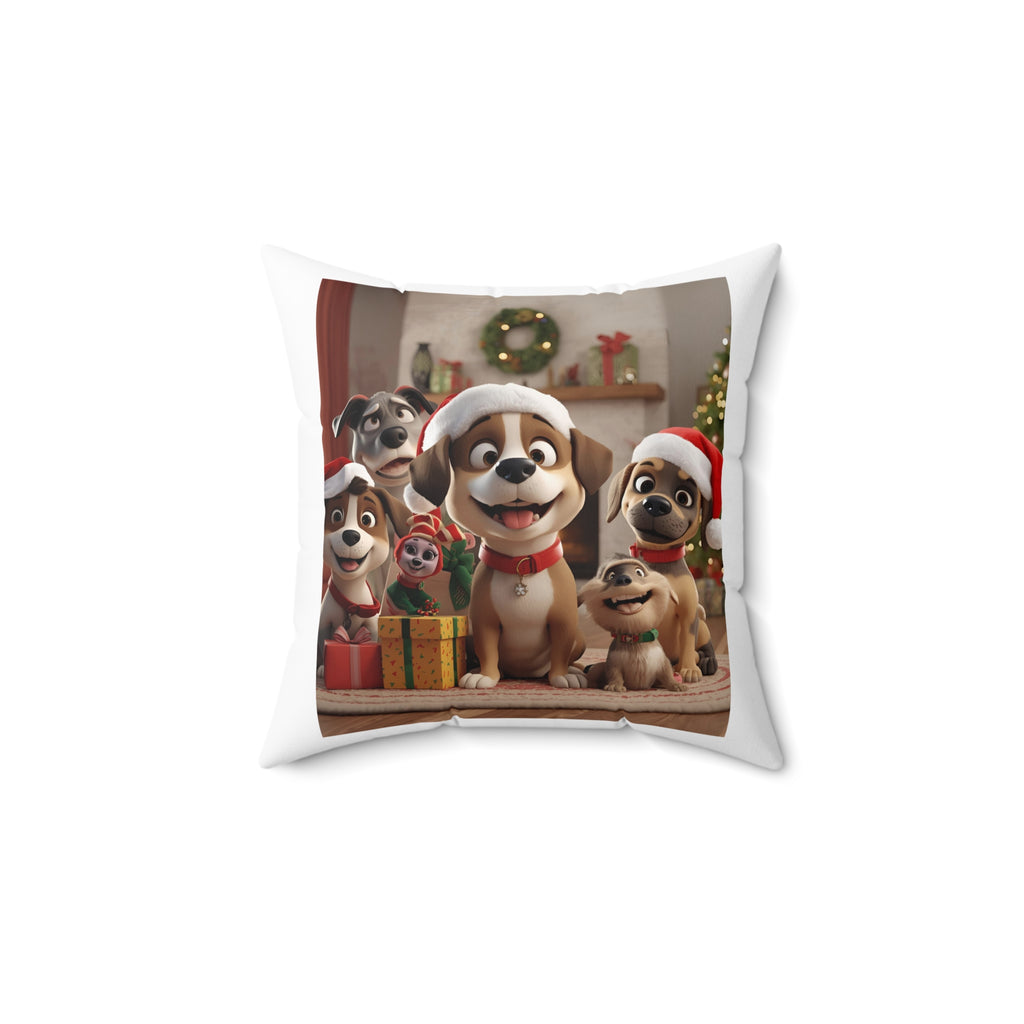 Christmas Dog Pillow, Holiday Home Decor, Pet Lover Gift, Cozy Living Room Accent, Cute Puppy Cushion