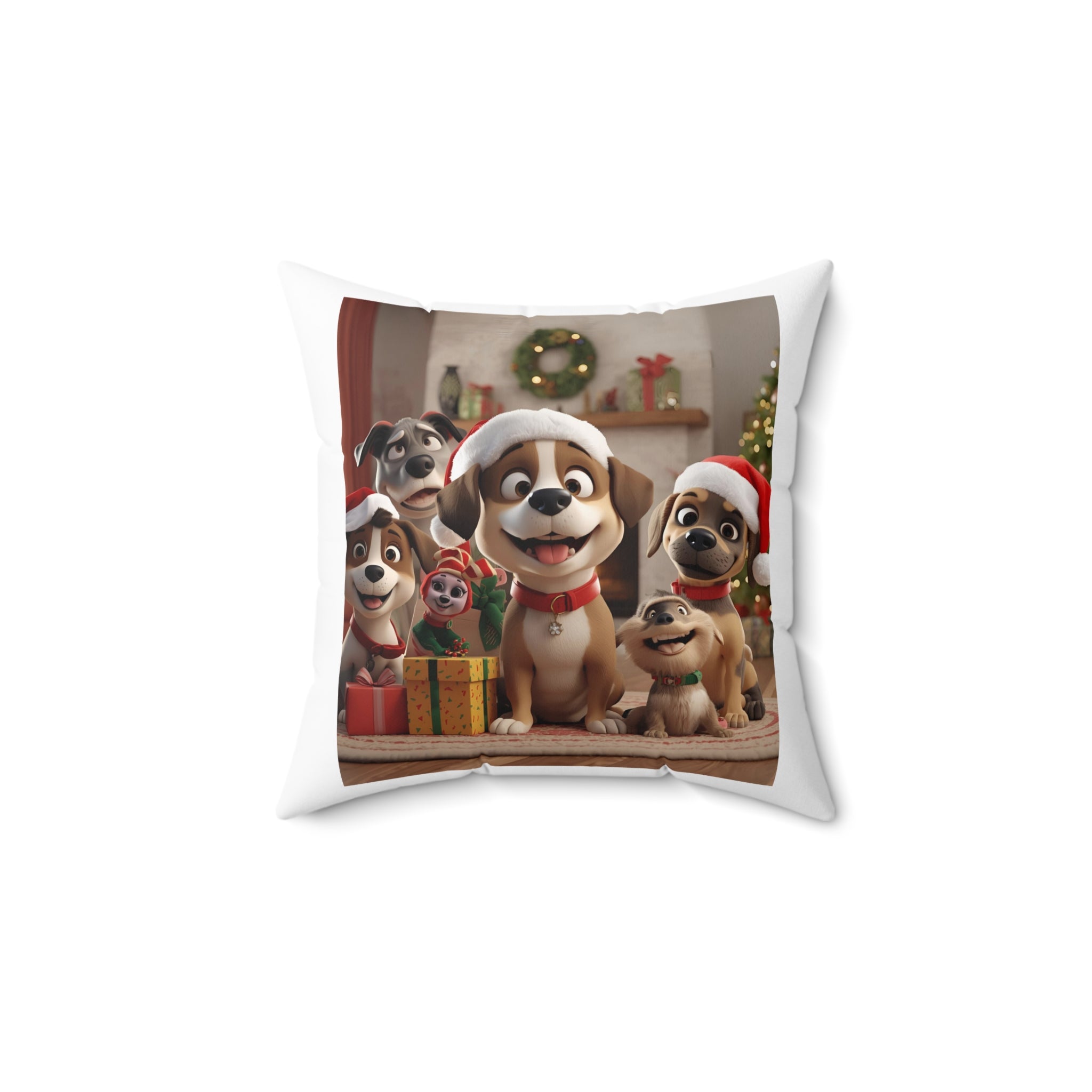 Christmas Dog Pillow, Holiday Home Decor, Pet Lover Gift, Cozy Living Room Accent, Cute Puppy Cushion
