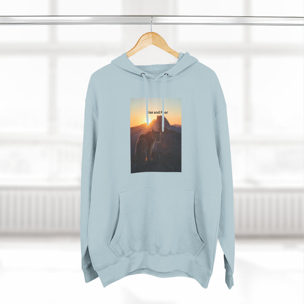 Rise And Roar Sunset Adventure Fleece Hoodie, Cozy Outdoor Hoodie, Travel Apparel, Nature Lover Gift, Comfortable Sweatshirt, Perfect for Bonfires