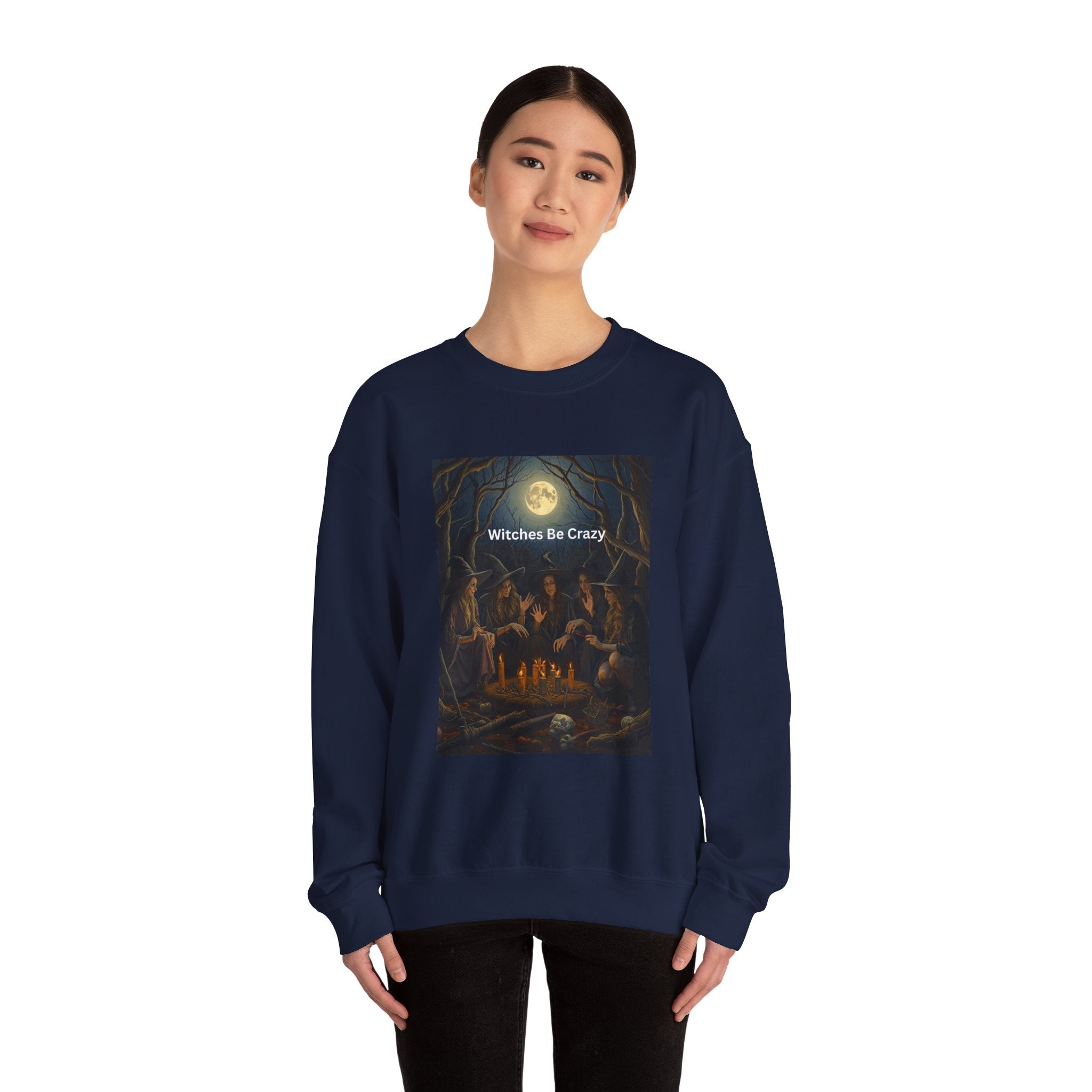 Spooky Halloween Witches Be Crazy Crewneck Sweatshirt, Cozy Halloween Apparel, Unisex Fall Fashion, Witchy Gifts, Casual Everyday Wear