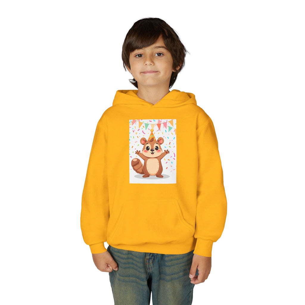 Party Animal With Squirl Youth Heavy Blend Hooded Sweatshirt
