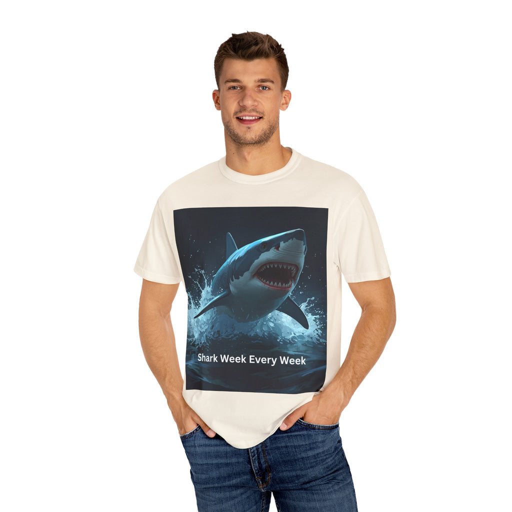 Shark Week T-Shirt, Unisex Casual Tee, Ocean Lover Gift, Summer Apparel, Marine Life Shirt, Beachwear