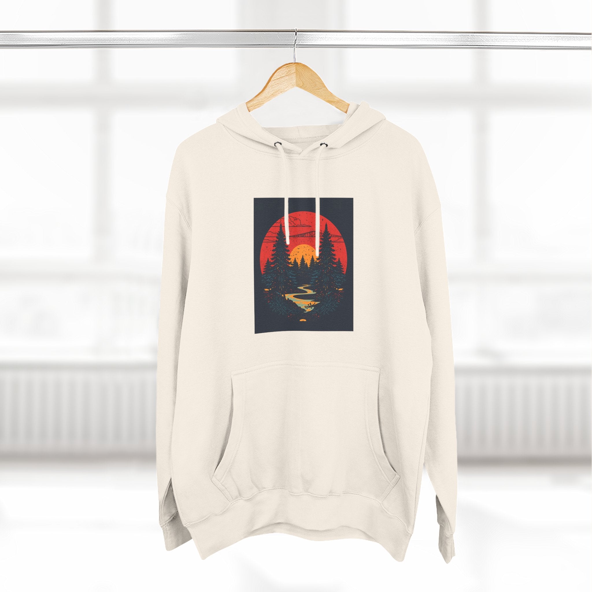 Cozy Nature Sunset Hoodie, Graphic Fleece Sweatshirt, Outdoor Apparel, Fall Fashion, Gift for Nature Lovers, Winter Wear