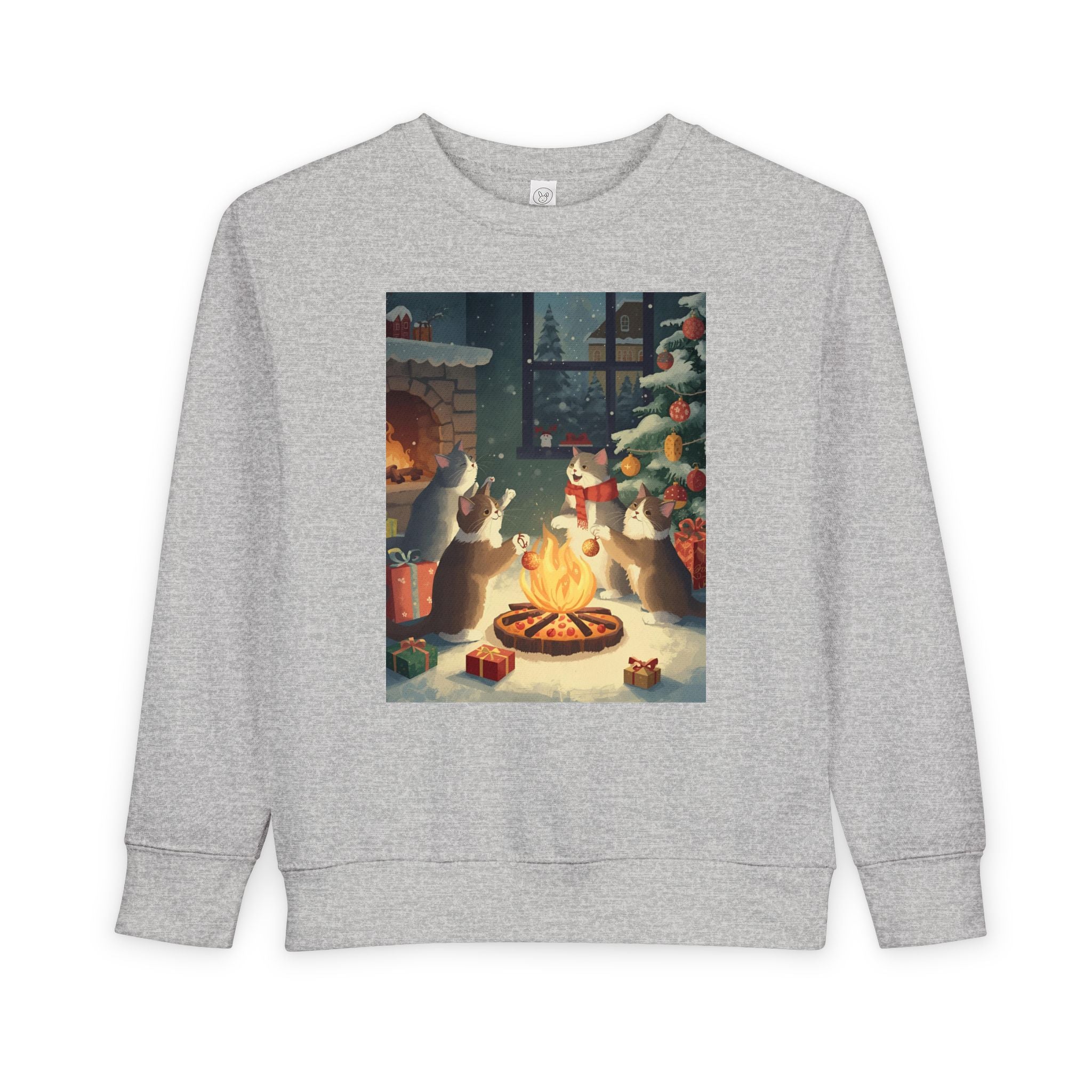 Cozy Holiday Toddler Sweatshirt, Christmas Gift, Cute Cat Design, Winter Apparel, Kids Holiday Clothing, Family Matching
