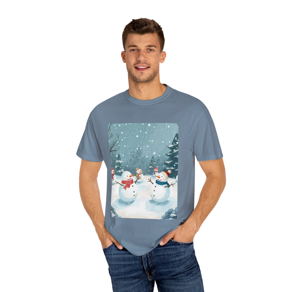 Festive Christmas Snowman Winter Wonderland T-shirt, Holiday Tee, Snowman Gift, Cozy Apparel, Unisex Christmas Shirt, Festive Winter Wear