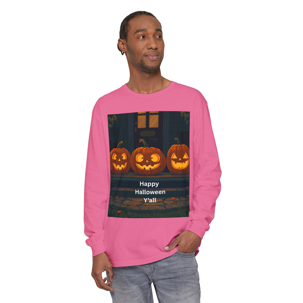 Halloween Pumpkin Long Sleeve T-Shirt, Fall Apparel, Comfortable Shirt, Unisex Halloween Tee, Seasonal Gift, Spooky Vibes