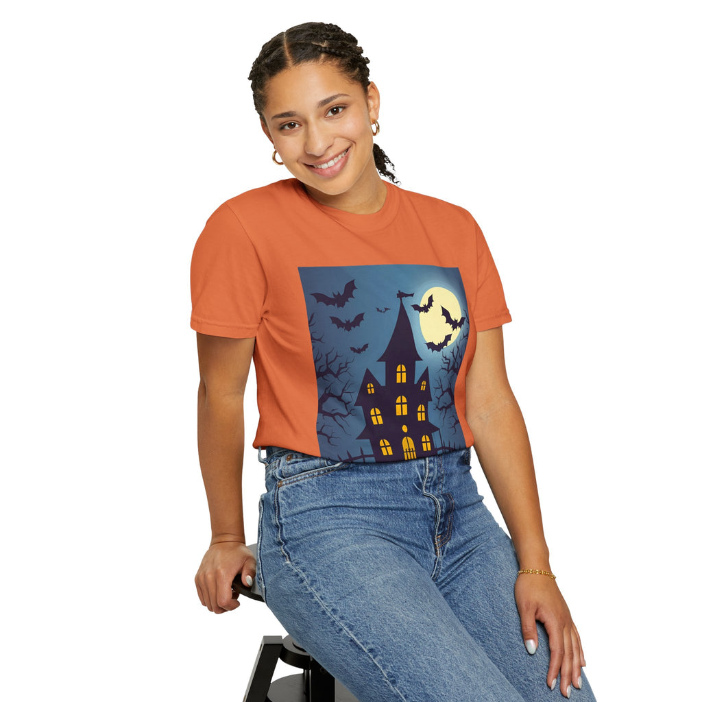Haunted House T-Shirt, Spooky Halloween Tee, Unisex Shirt, Fall Apparel, Ghostly Graphic Tee, October Celebration Outfit