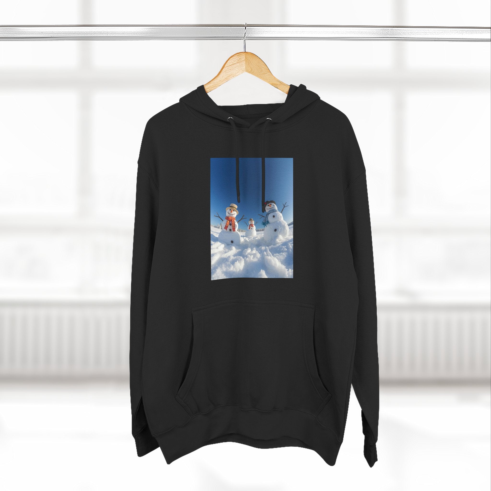 Cozy Fleece Hoodie with Fun Snowmen Design, Winter Wear, Gift for Christmas, Birthday Present, Casual Outfit, Hoodie for Snow Lovers