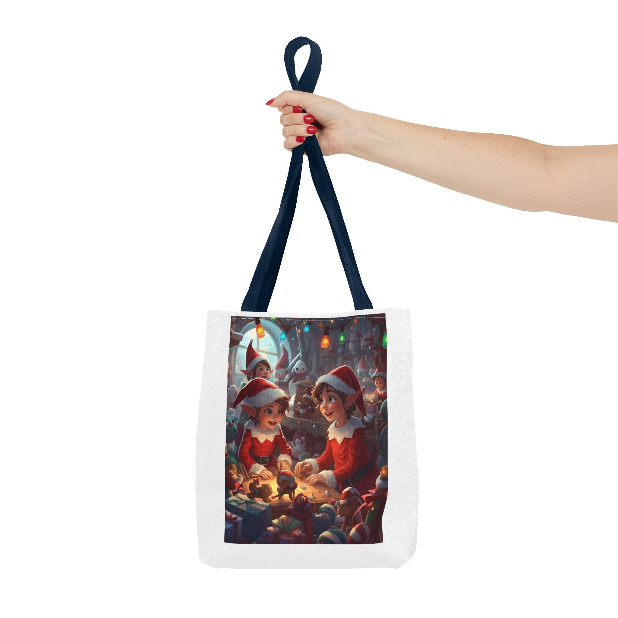 Whimsical Christmas Tote Bag, Holiday Gift Bag, Festive Eco-Friendly Bag, Elf Design, Reusable Shopper, Cute Holiday Decor