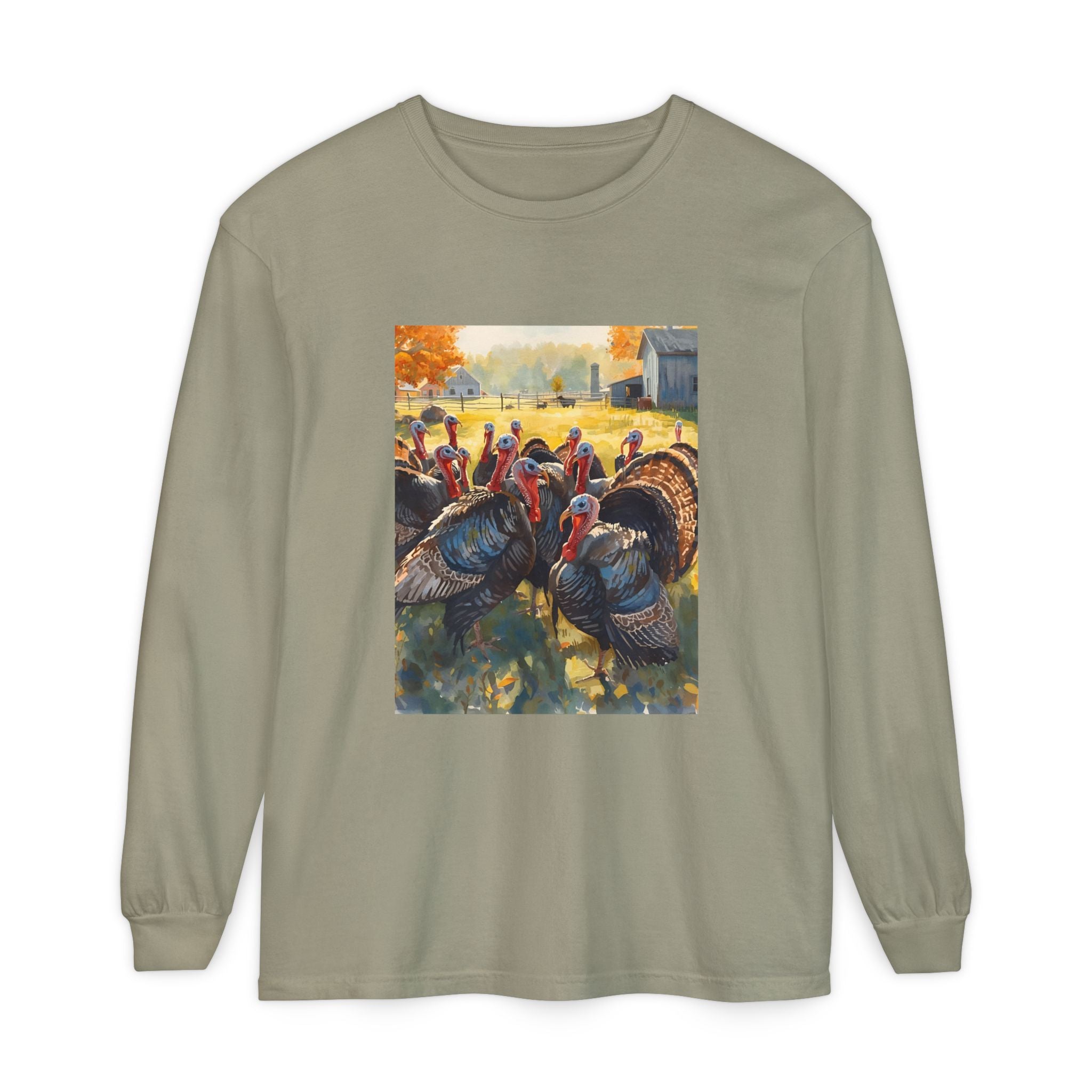 Thanksgiving Turkey Unisex Garment-dyed Long Sleeve T-Shirt