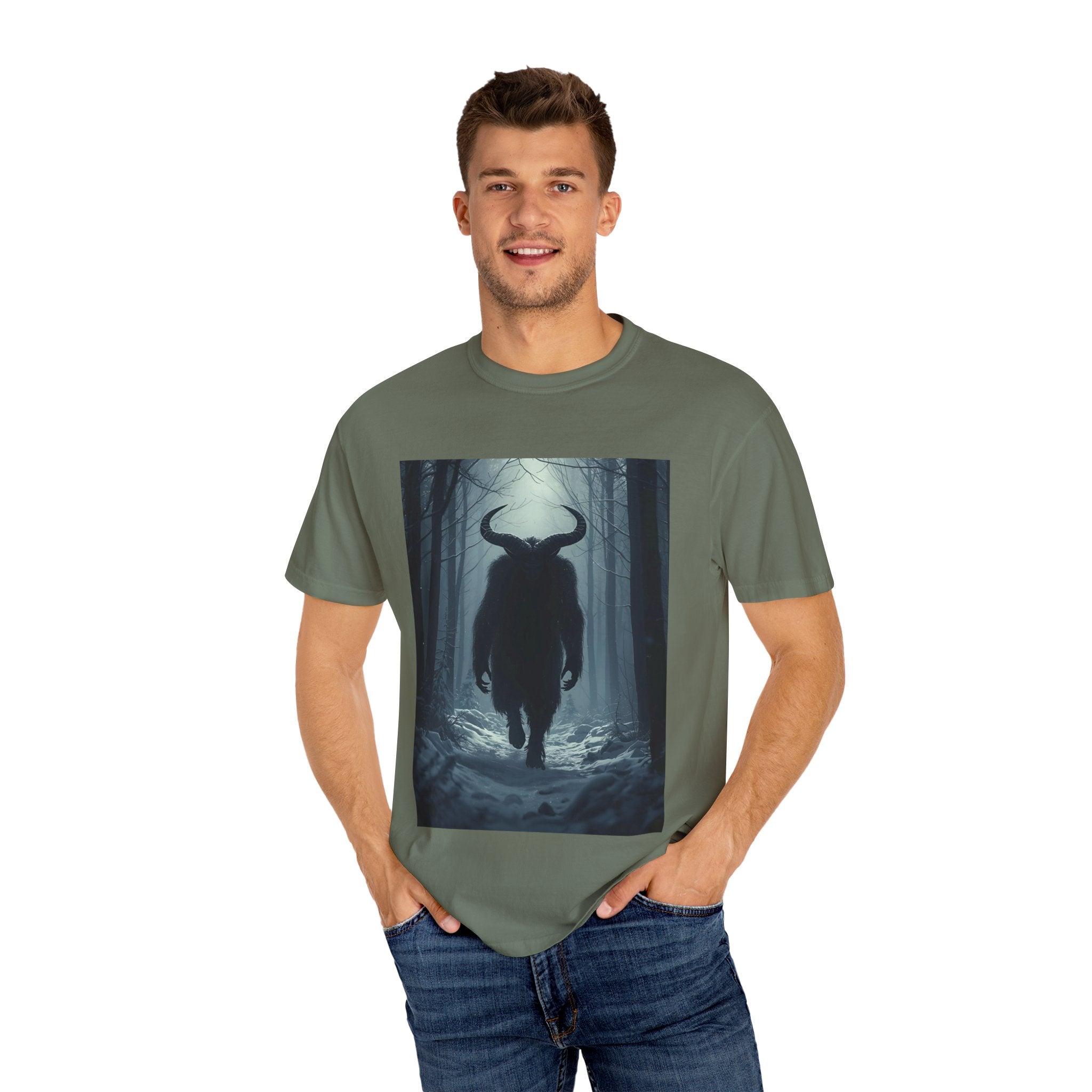 Spooky Forest Creature T-Shirt | Unisex Garment-Dyed Tee | Nature Lover Apparel, Graphic Tee, Gift for Him, Outdoor Adventure Wear