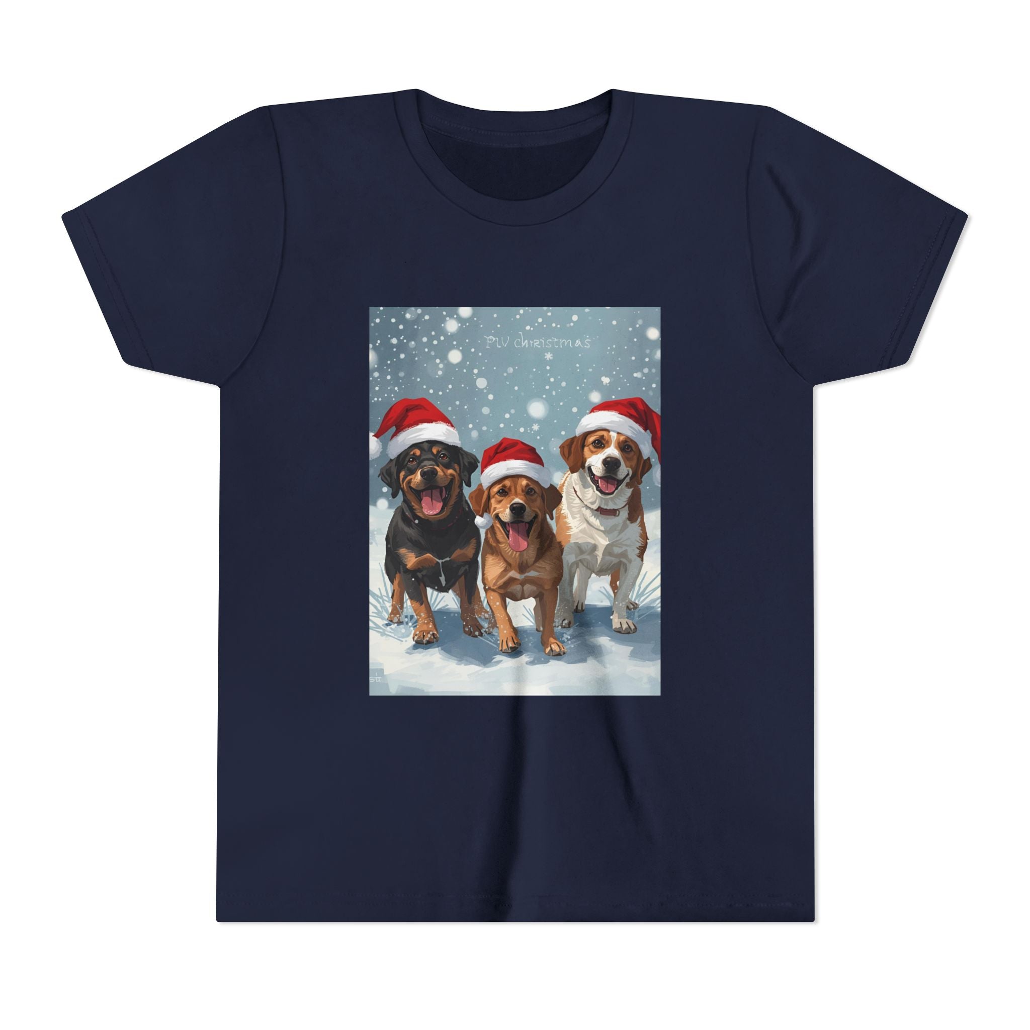 Cute Christmas Dogs Youth Short Sleeve Tee