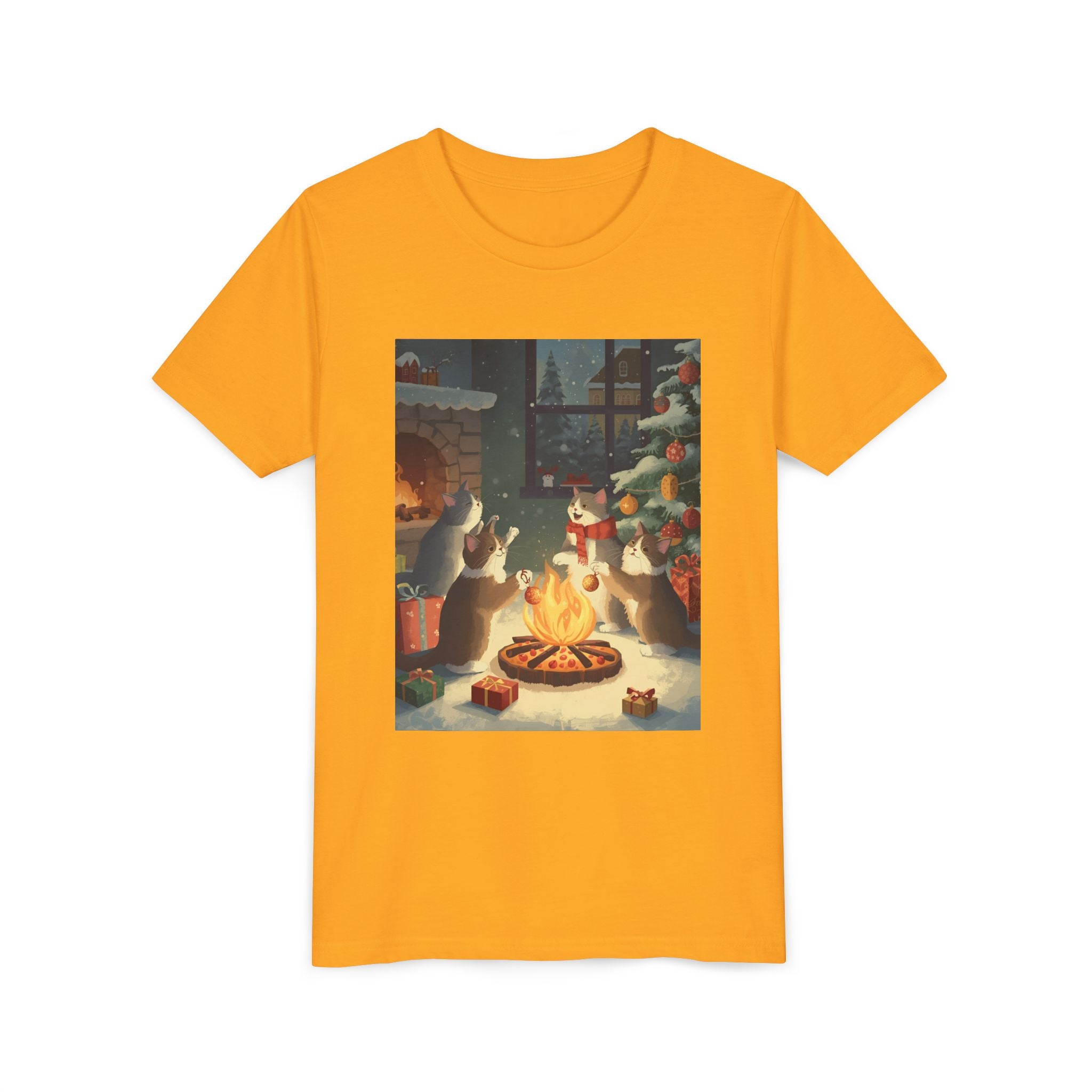 Cozy Christmas Youth Tee, Festive Graphic Short Sleeve Shirt, Holiday Charm for Kids, Cute Gift for Thanksgiving, Winter Gatherings