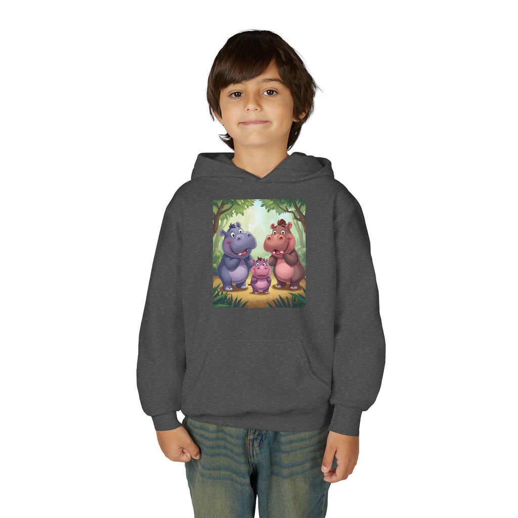 Hippo Cute Youth Heavy Blend Hooded Sweatshirt