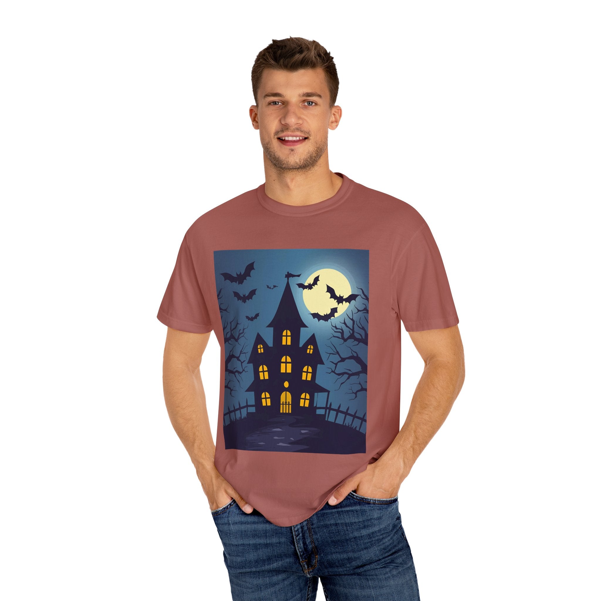 Haunted House Graphic T-Shirt | Halloween Tee, Unisex Shirt, Spooky Top, Fall Apparel, Gift for Halloween Lovers