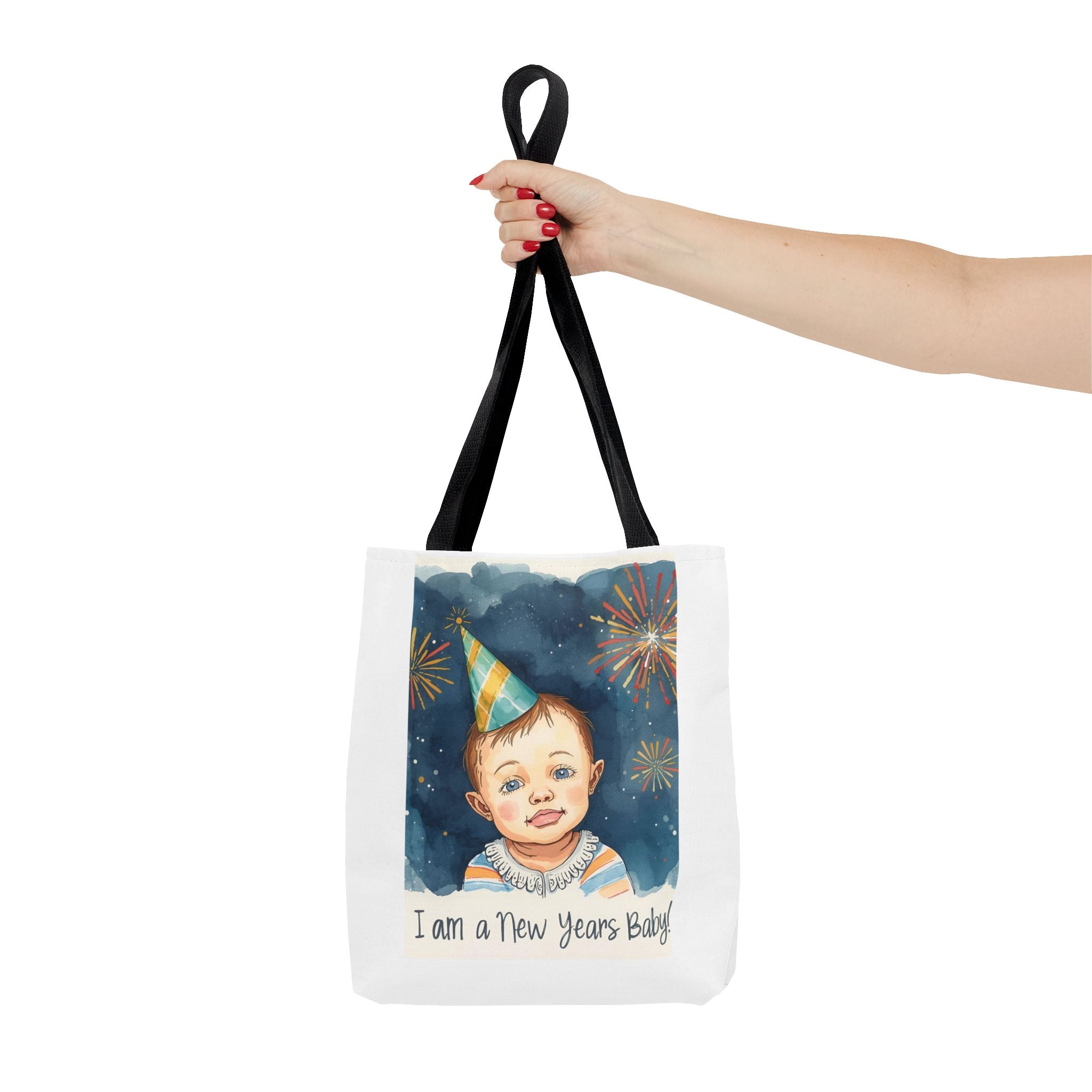 New Year's Baby Tote Bag, Cute Baby Gift, Celebration Bag, New Year Party Accessory, AOP Design, Family Gathering
